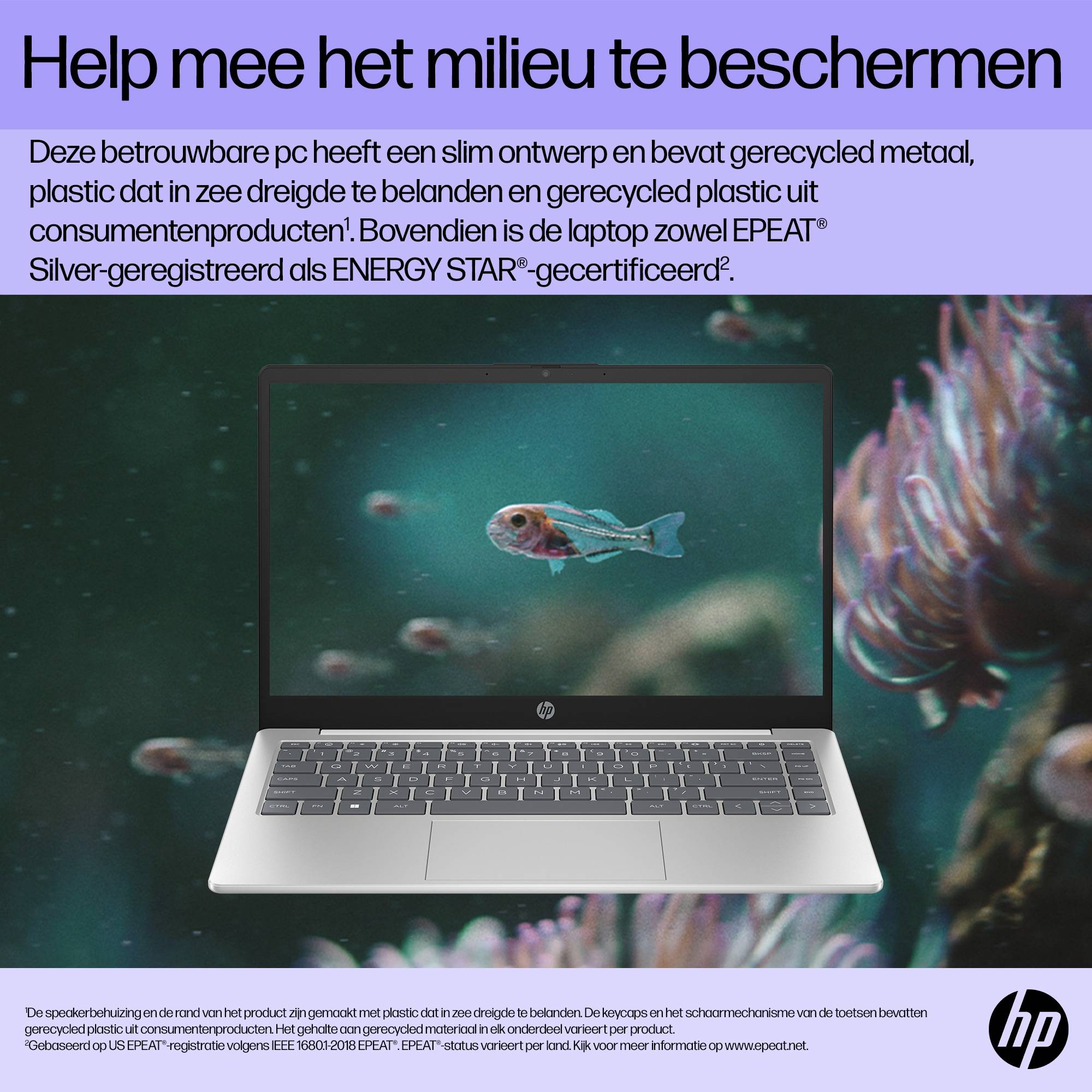 HP 14-ep0030nd Intel® Core™ i3 i3-1215U Laptop 35,6 cm (14") Full HD 8 GB DDR4-SDRAM 256 GB SSD Wi-Fi 6E (802.11ax) Windows 11 Home Zilver