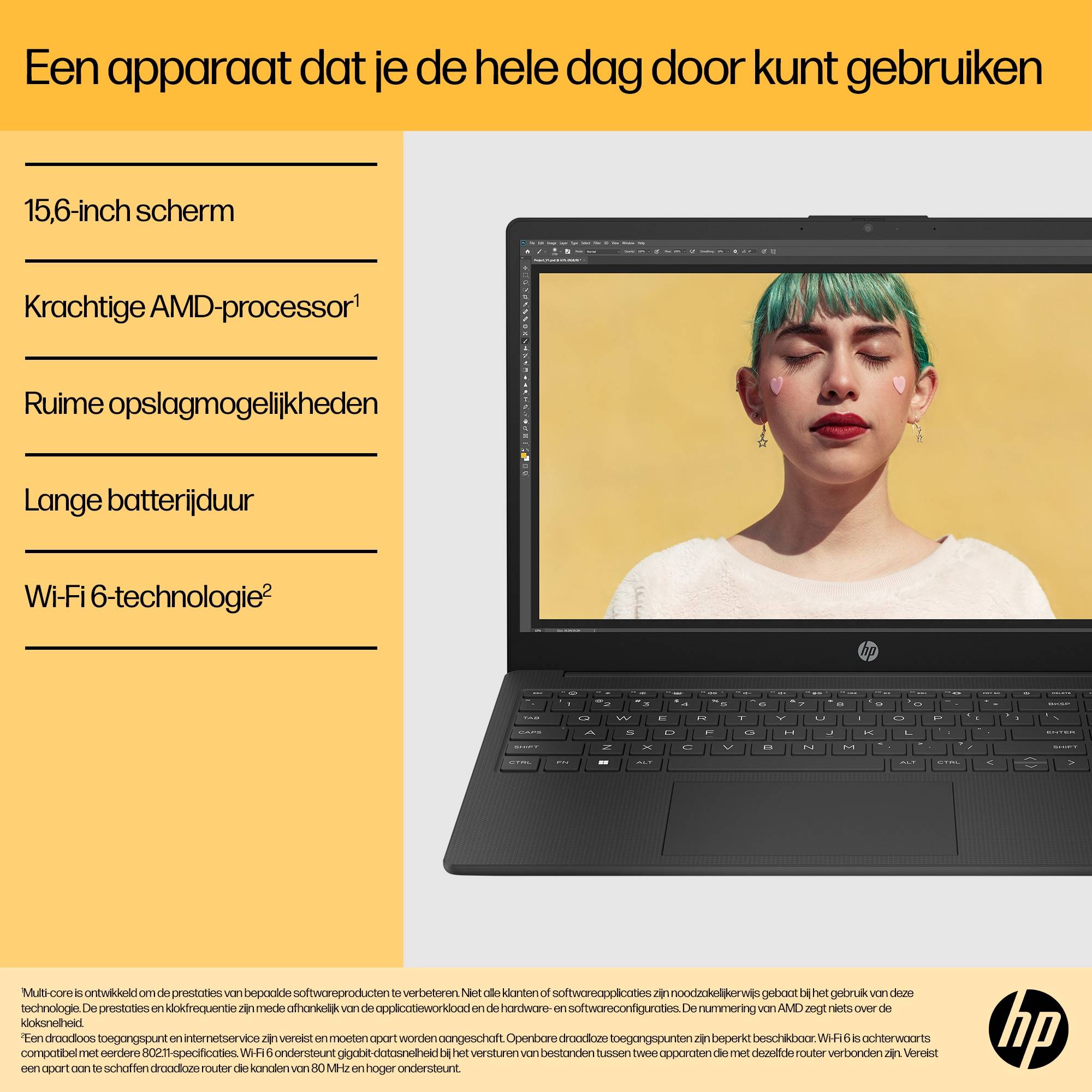 HP 15-fc0055nd AMD Ryzen™ 5 7520U Laptop 39,6 cm (15.6") Full HD 16 GB LPDDR5-SDRAM 512 GB SSD Wi-Fi 6 (802.11ax) Windows 11 Home Zilver
