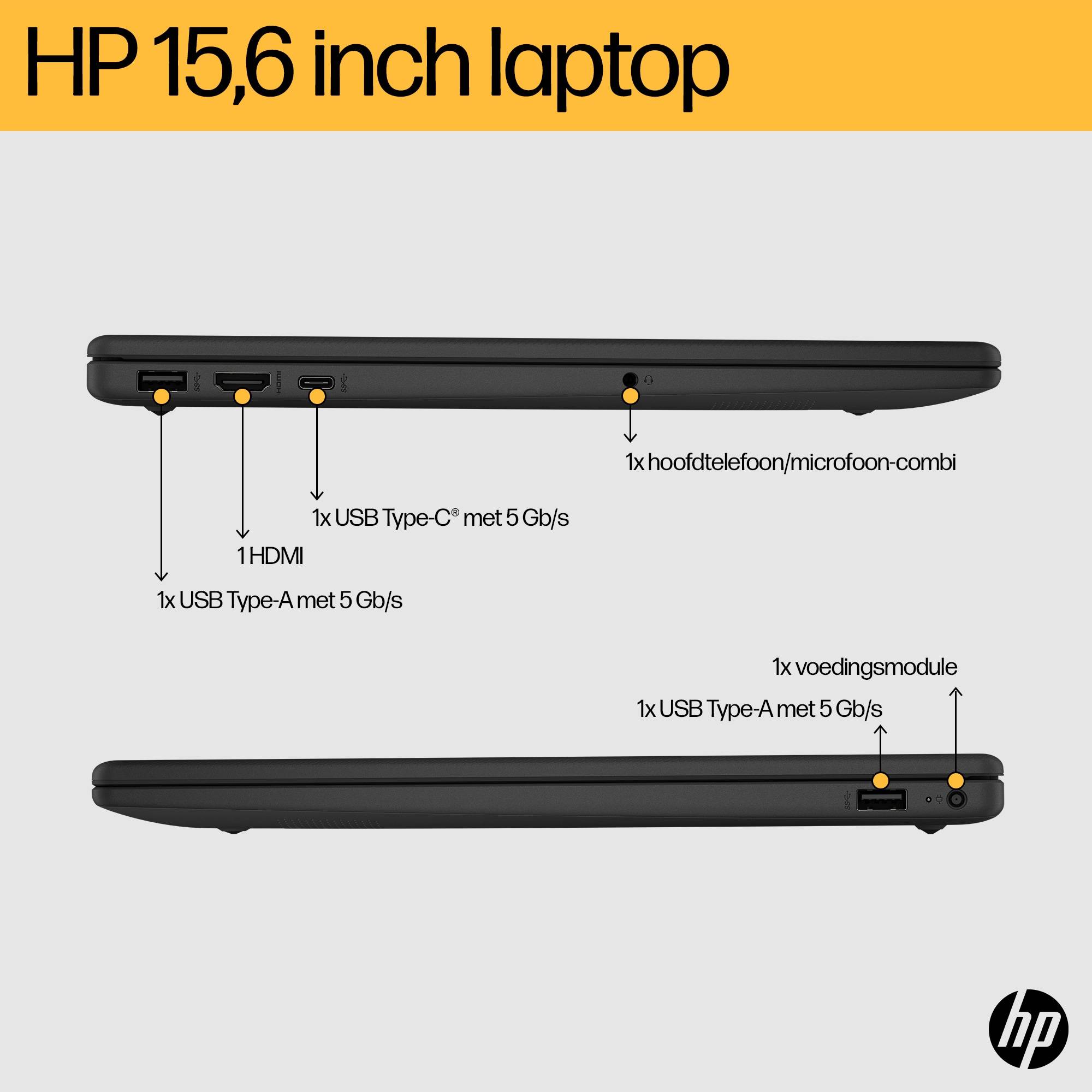 HP 15-fc0055nd AMD Ryzen™ 5 7520U Laptop 39,6 cm (15.6") Full HD 16 GB LPDDR5-SDRAM 512 GB SSD Wi-Fi 6 (802.11ax) Windows 11 Home Zilver