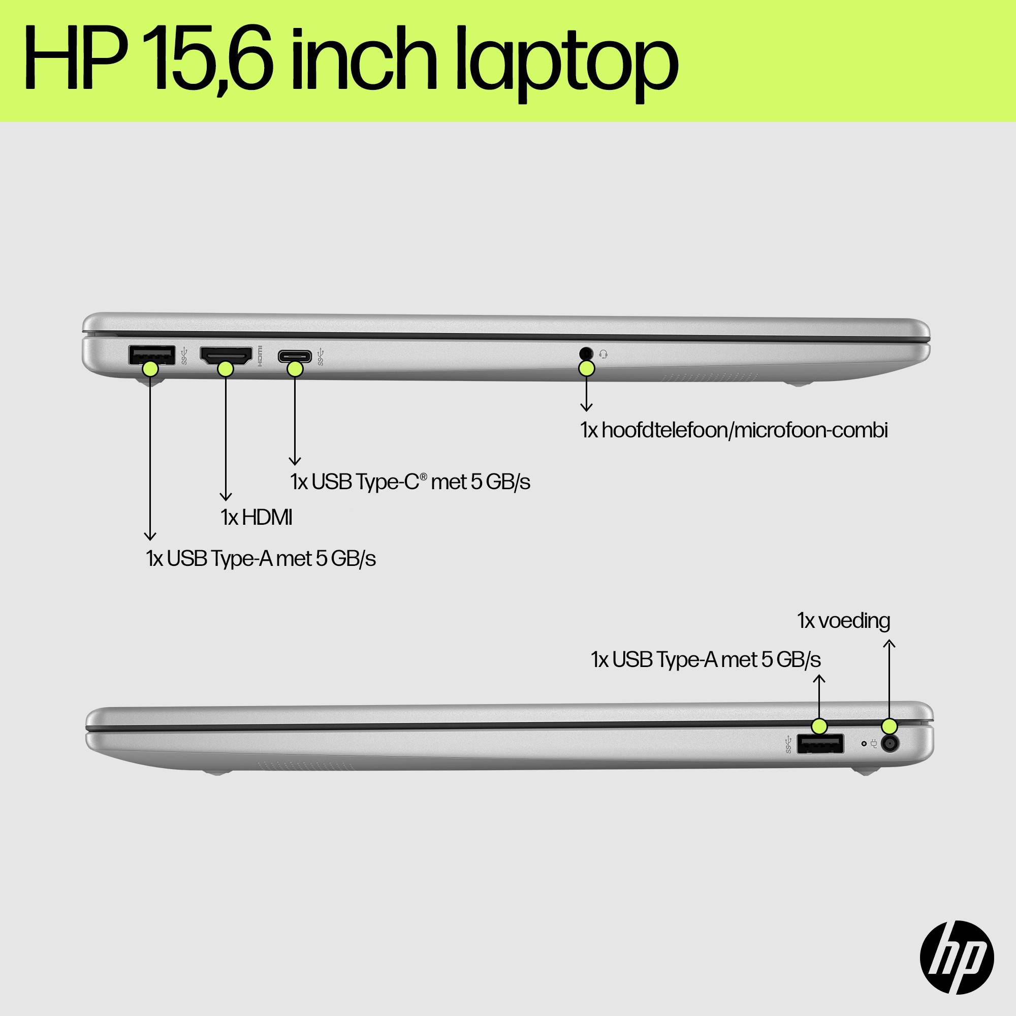 HP 15-fd0070nd Intel® Core™ i7 i7-1255U Laptop 39,6 cm (15.6") Full HD 16 GB DDR4-SDRAM 512 GB SSD Wi-Fi 6E (802.11ax) Windows 11 Home Zilver