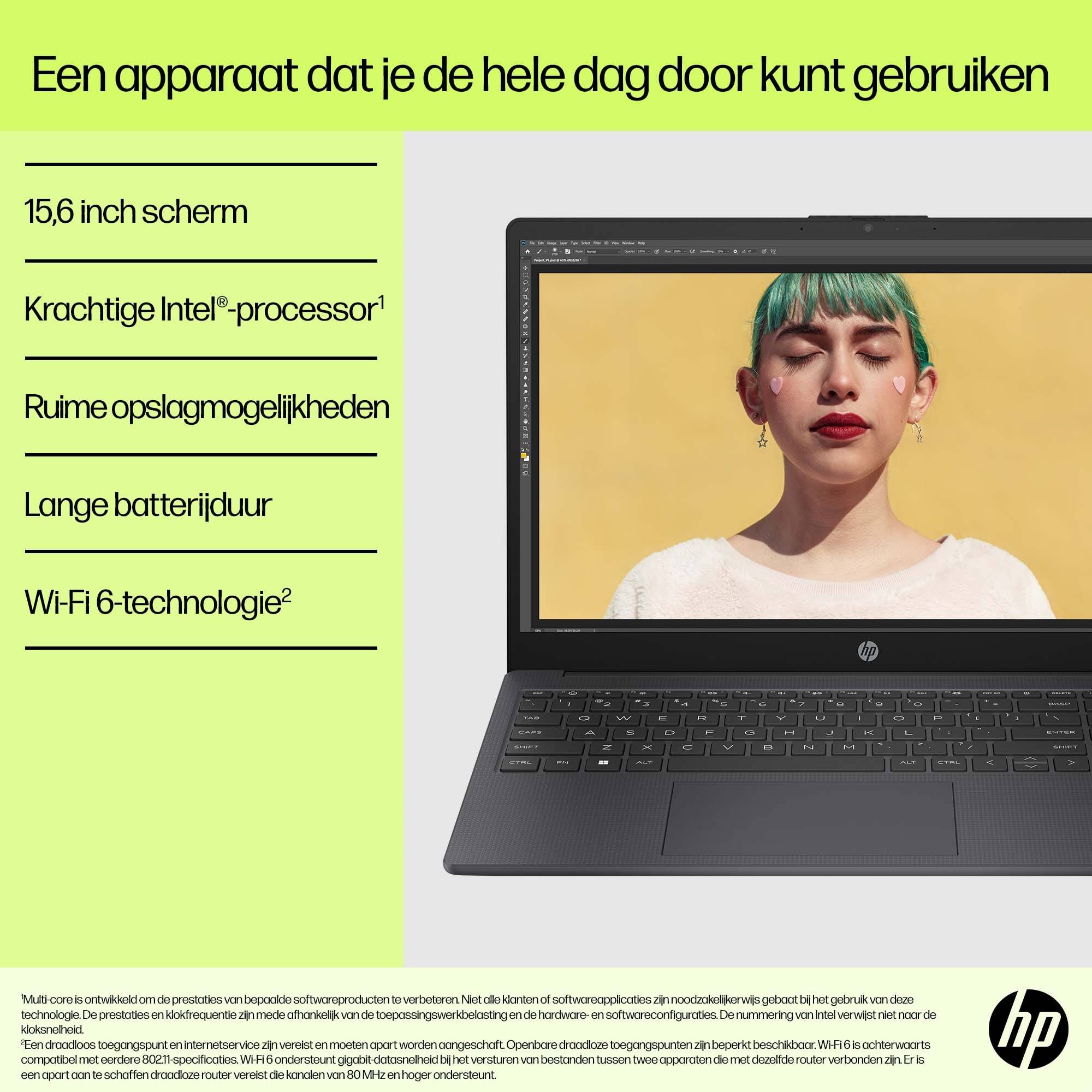 HP 15-fd0070nd Intel® Core™ i7 i7-1255U Laptop 39,6 cm (15.6") Full HD 16 GB DDR4-SDRAM 512 GB SSD Wi-Fi 6E (802.11ax) Windows 11 Home Zilver