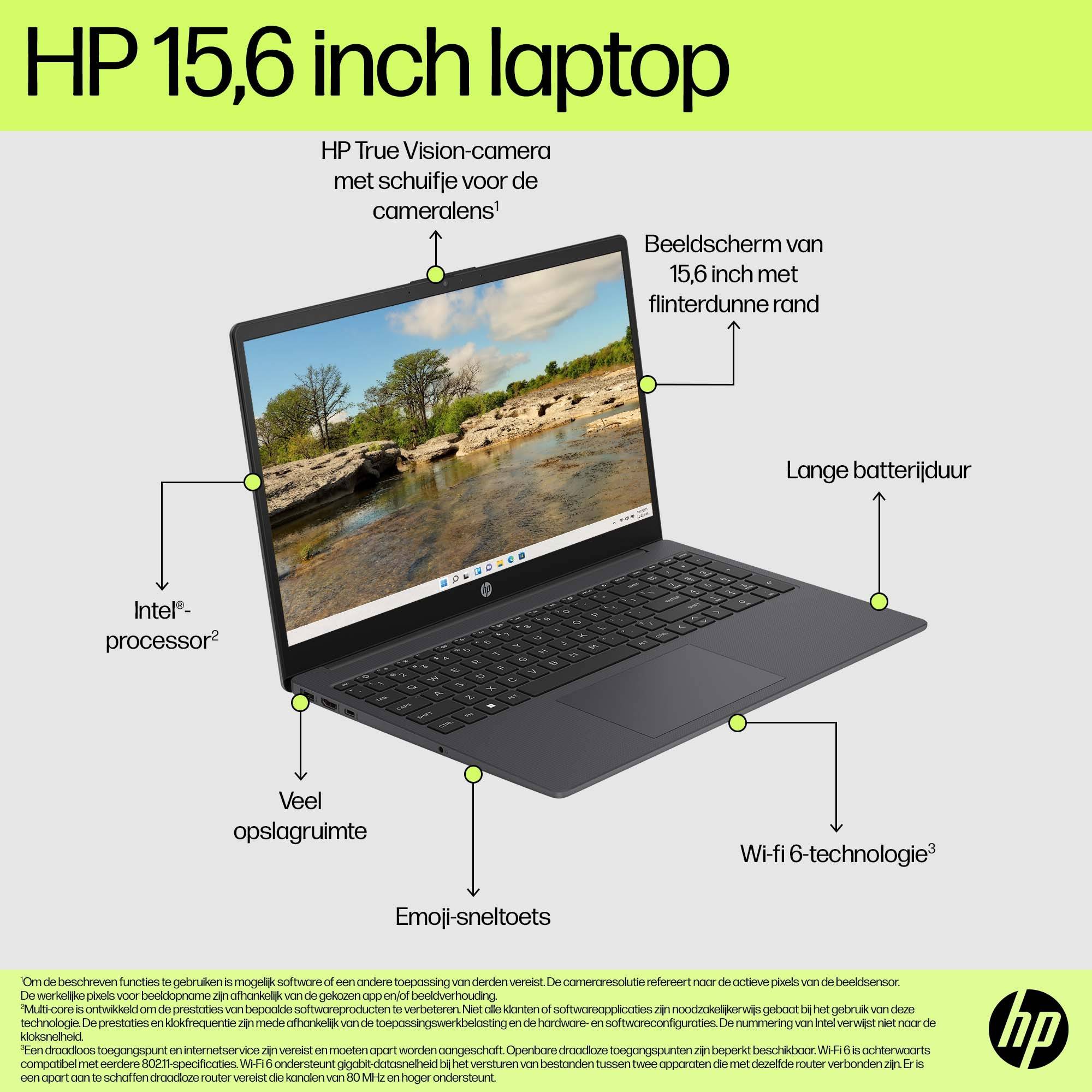 HP 15-fd0070nd Intel® Core™ i7 i7-1255U Laptop 39,6 cm (15.6") Full HD 16 GB DDR4-SDRAM 512 GB SSD Wi-Fi 6E (802.11ax) Windows 11 Home Zilver