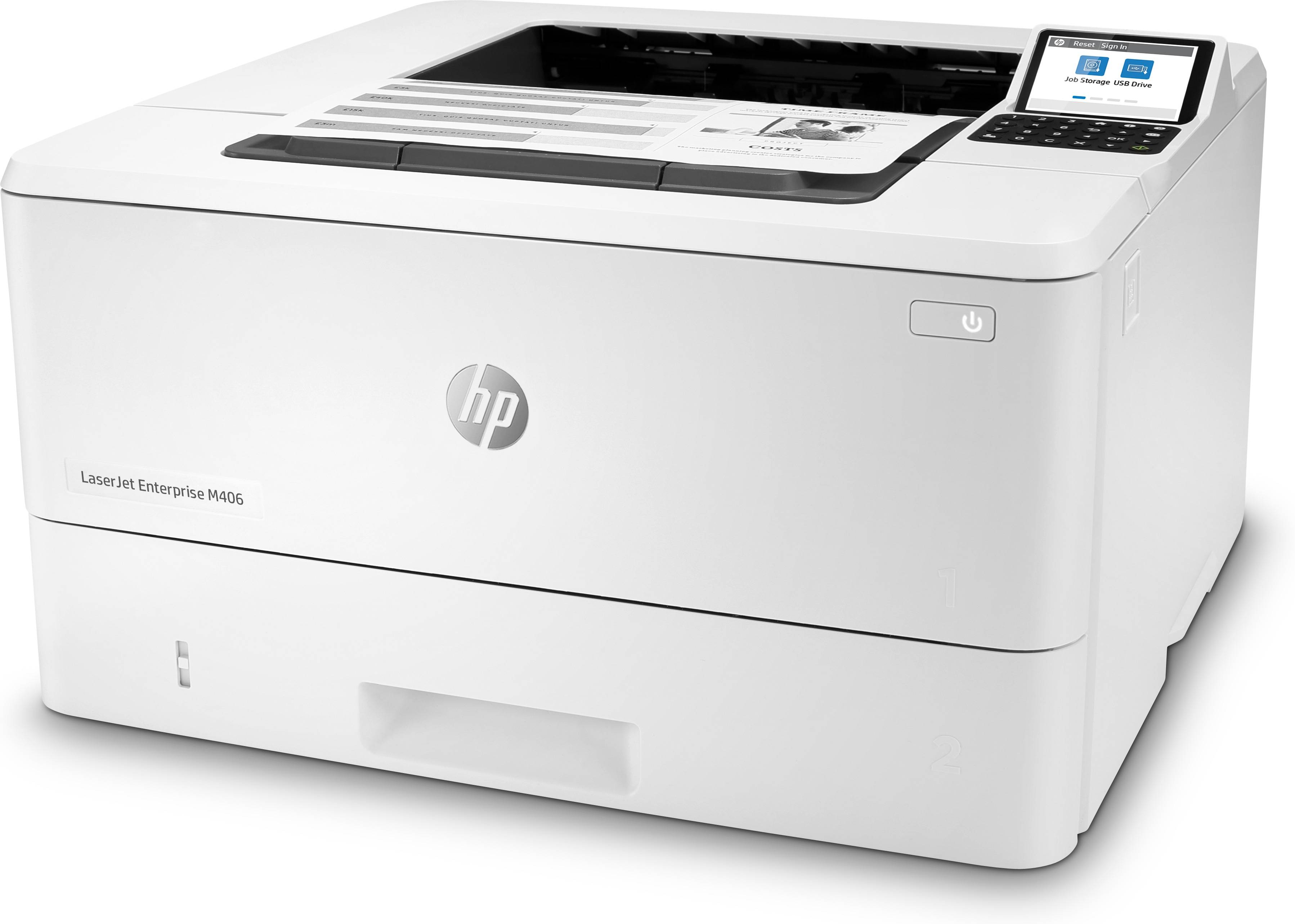 HP LaserJet Enterprise M406dn, Zwart-wit, Printer voor Bedrijf, Print, Compact formaat; Optimale beveiliging; Dubbelzijdig printen; Energiezuinig; Printen via USB-poort aan voorzijde