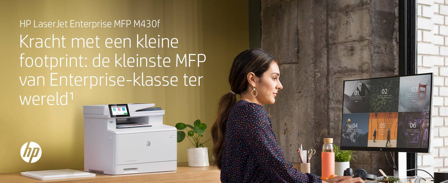 HP LaserJet Enterprise MFP M430f, Zwart-wit, Printer voor Bedrijf, Printen, kopiëren, scannen, faxen, Automatische documentinvoer voor 50 vellen; Dubbelzijdig printen; Dubbelzijdig scannen; Printen via USB-poort aan de voorzijde; Compact formaat; Energie