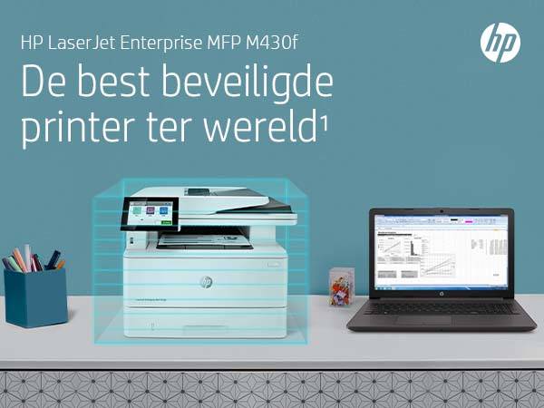 HP LaserJet Enterprise MFP M430f, Zwart-wit, Printer voor Bedrijf, Printen, kopiëren, scannen, faxen, Automatische documentinvoer voor 50 vellen; Dubbelzijdig printen; Dubbelzijdig scannen; Printen via USB-poort aan de voorzijde; Compact formaat; Energie