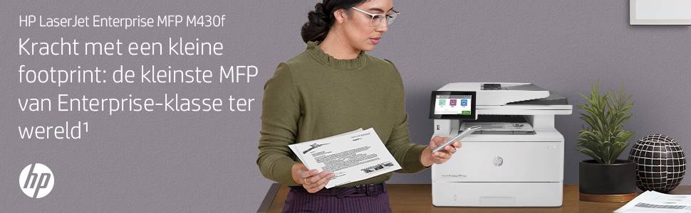 HP LaserJet Enterprise MFP M430f, Zwart-wit, Printer voor Bedrijf, Printen, kopiëren, scannen, faxen, Automatische documentinvoer voor 50 vellen; Dubbelzijdig printen; Dubbelzijdig scannen; Printen via USB-poort aan de voorzijde; Compact formaat; Energie