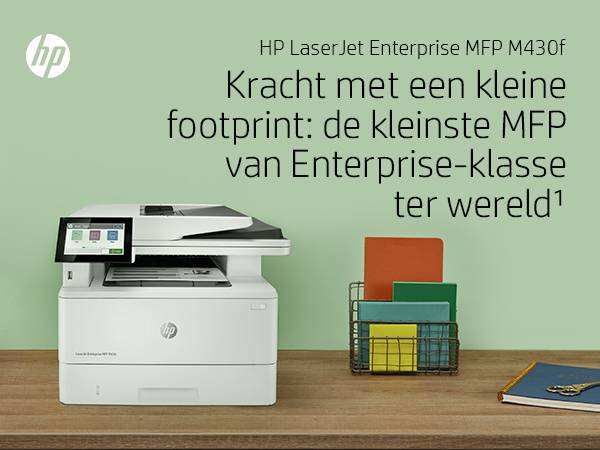 HP LaserJet Enterprise MFP M430f, Zwart-wit, Printer voor Bedrijf, Printen, kopiëren, scannen, faxen, Automatische documentinvoer voor 50 vellen; Dubbelzijdig printen; Dubbelzijdig scannen; Printen via USB-poort aan de voorzijde; Compact formaat; Energie