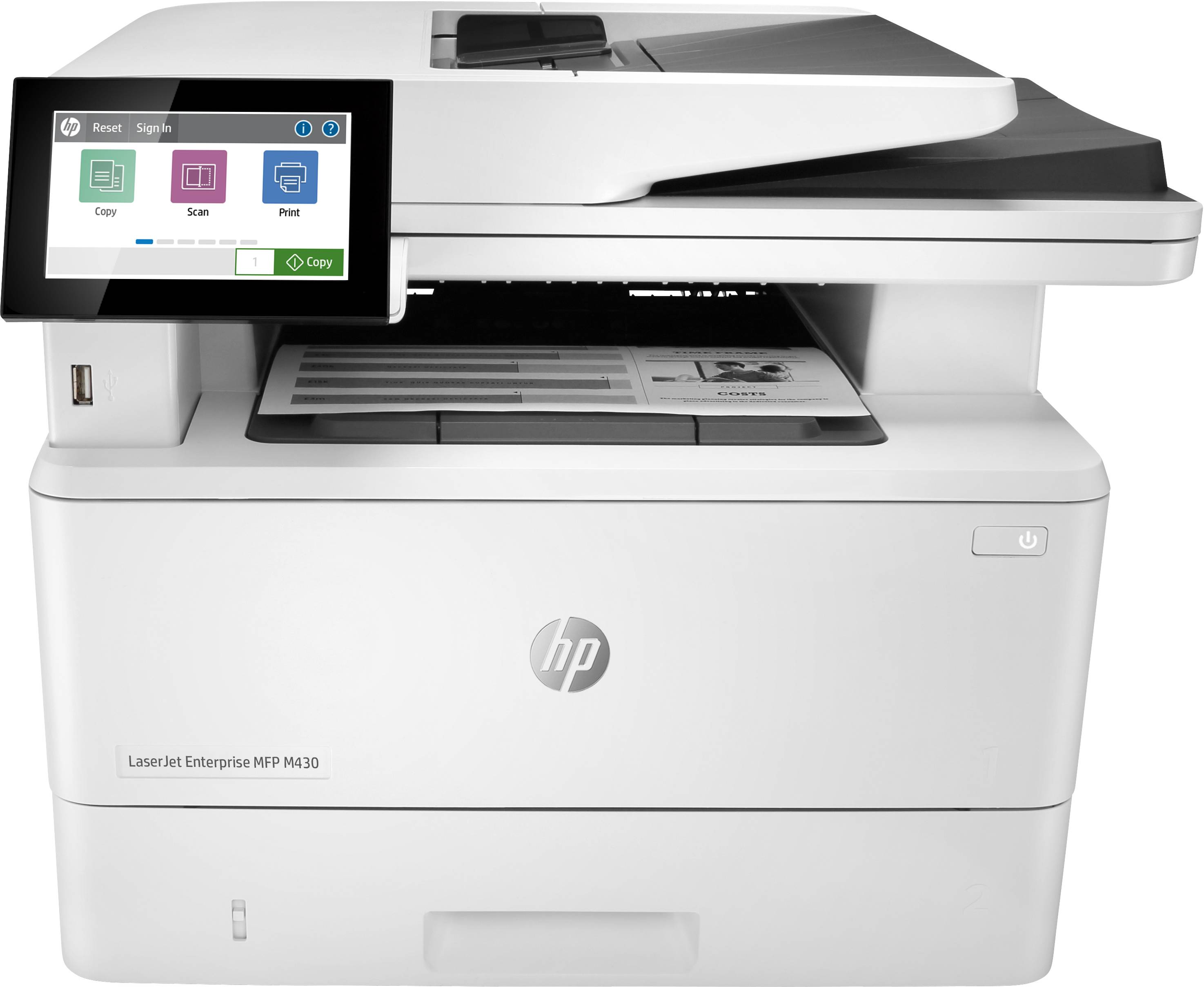 HP LaserJet Enterprise MFP M430f, Zwart-wit, Printer voor Bedrijf, Printen, kopiëren, scannen, faxen, Automatische documentinvoer voor 50 vellen; Dubbelzijdig printen; Dubbelzijdig scannen; Printen via USB-poort aan de voorzijde; Compact formaat; Energie