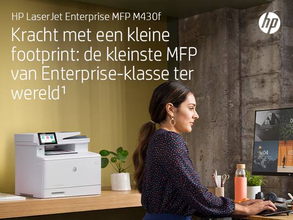 HP LaserJet Enterprise MFP M430f, Zwart-wit, Printer voor Bedrijf, Printen, kopiëren, scannen, faxen, Automatische documentinvoer voor 50 vellen; Dubbelzijdig printen; Dubbelzijdig scannen; Printen via USB-poort aan de voorzijde; Compact formaat; Energie