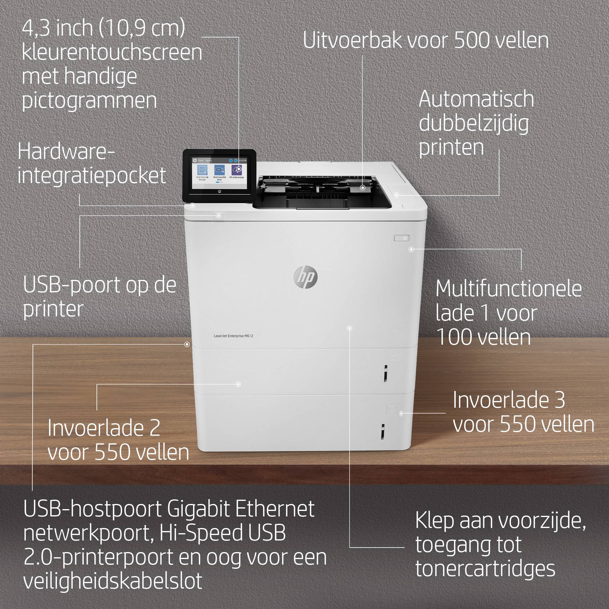 HP LaserJet Enterprise M612dn, Print, Dubbelzijdig afdrukken