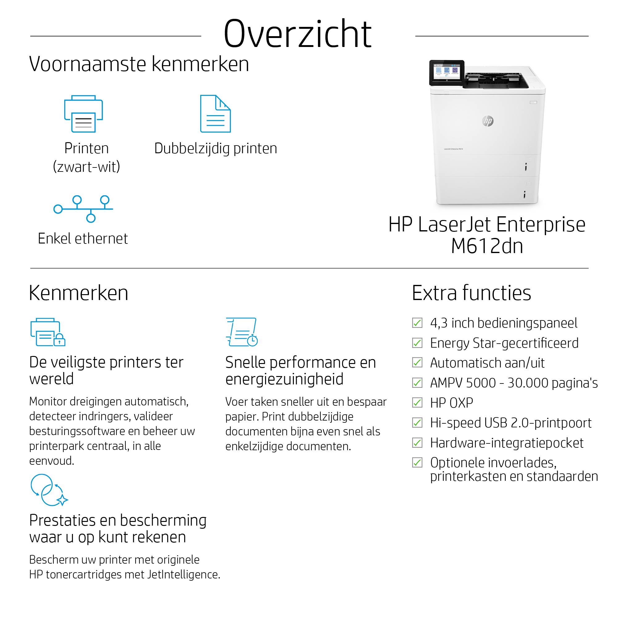 HP LaserJet Enterprise M612dn, Print, Dubbelzijdig afdrukken