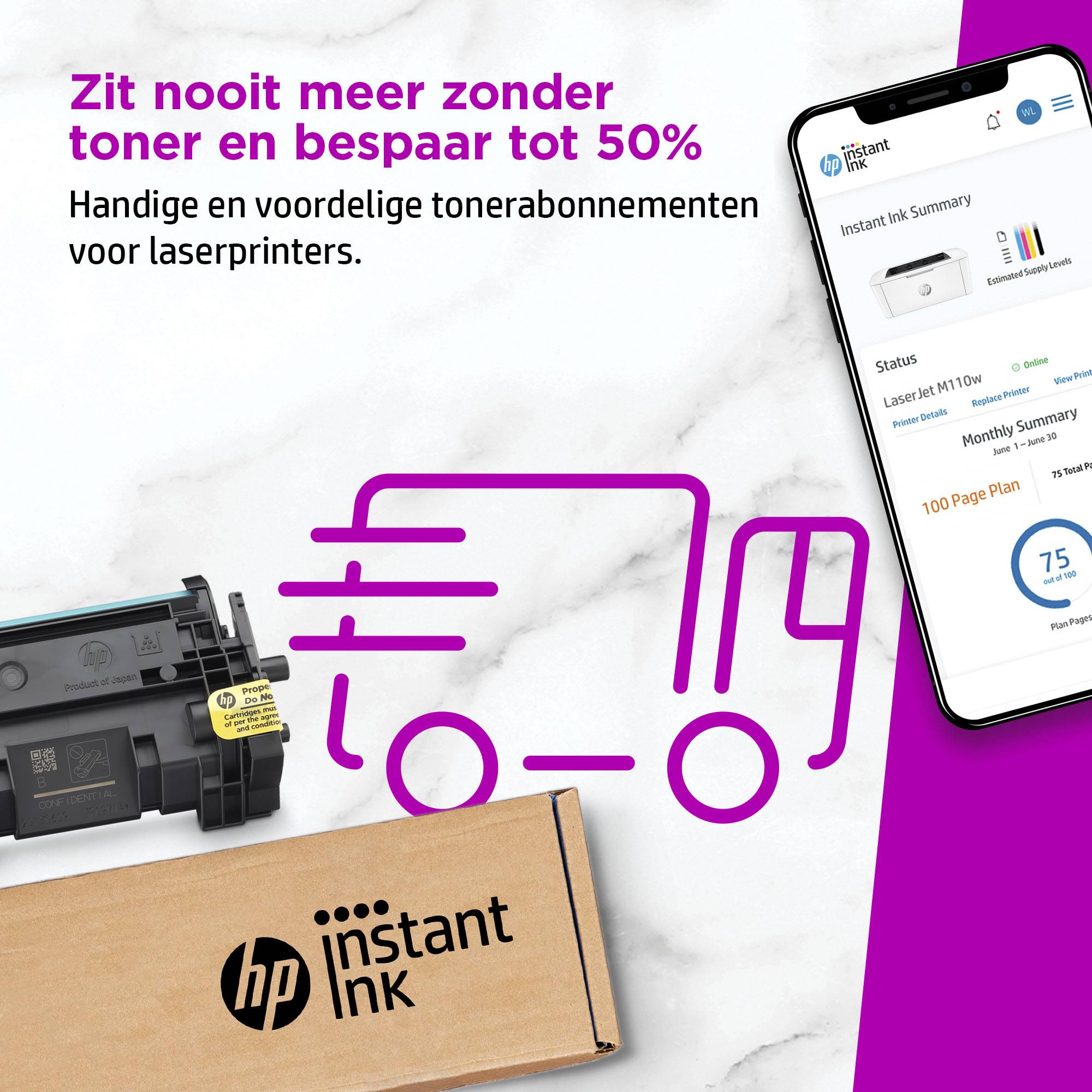 HP LaserJet M110w printer, Zwart-wit, Printer voor Kleine kantoren, Print, Compact formaat