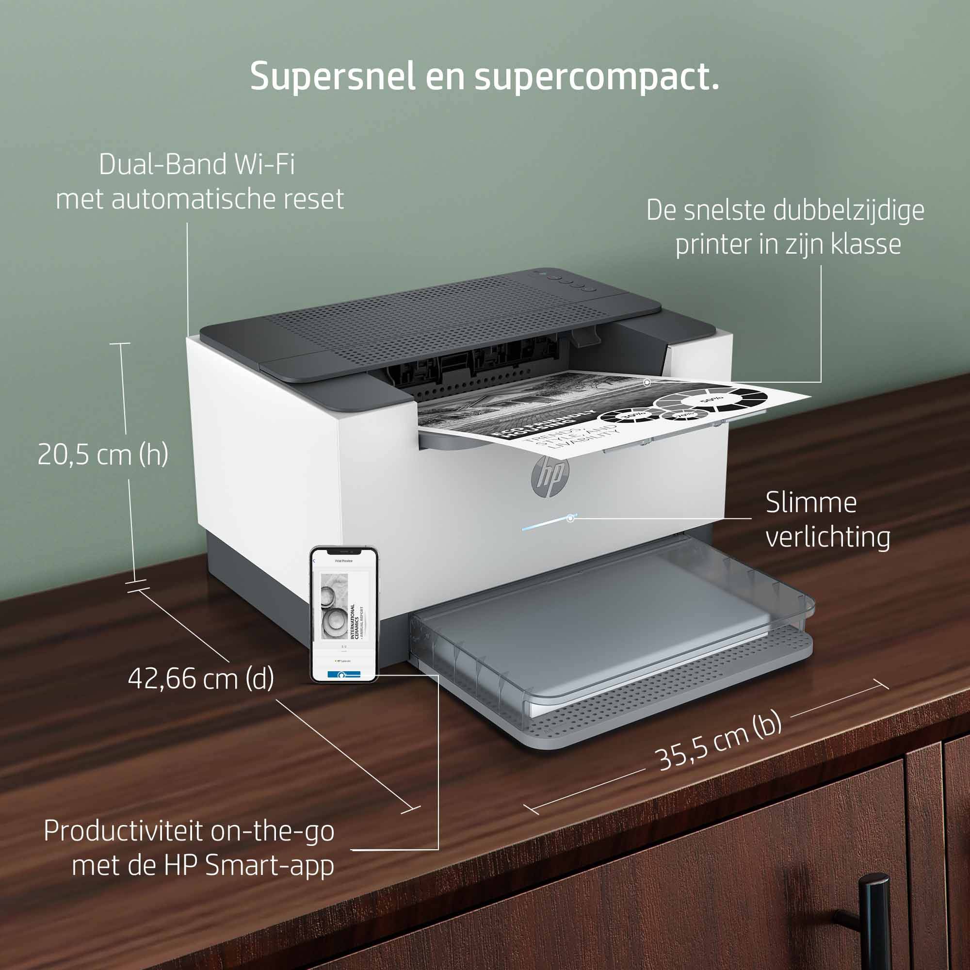 HP LaserJet M209dw printer, Zwart-wit, Printer voor Thuis en thuiskantoor, Print, Dubbelzijdig printen; Compact formaat; Energiezuinig; Dual-band Wi-Fi