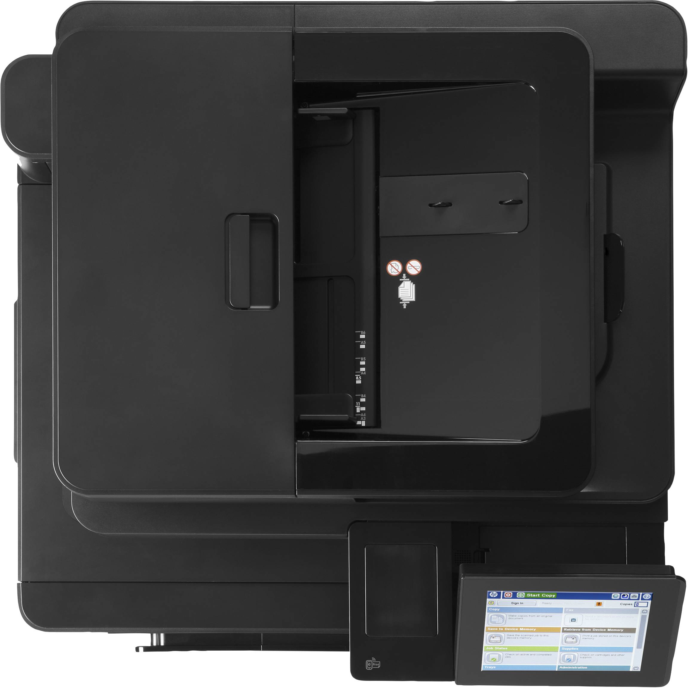 HP Color LaserJet Enterprise Flow M880z multifunctionele printer, Printen, kopiëren, scannen, faxen, Invoer voor 200 vel; Printen via USB-poort aan voorzijde; Scans naar e-mail/pdf; Dubbelzijdig printen