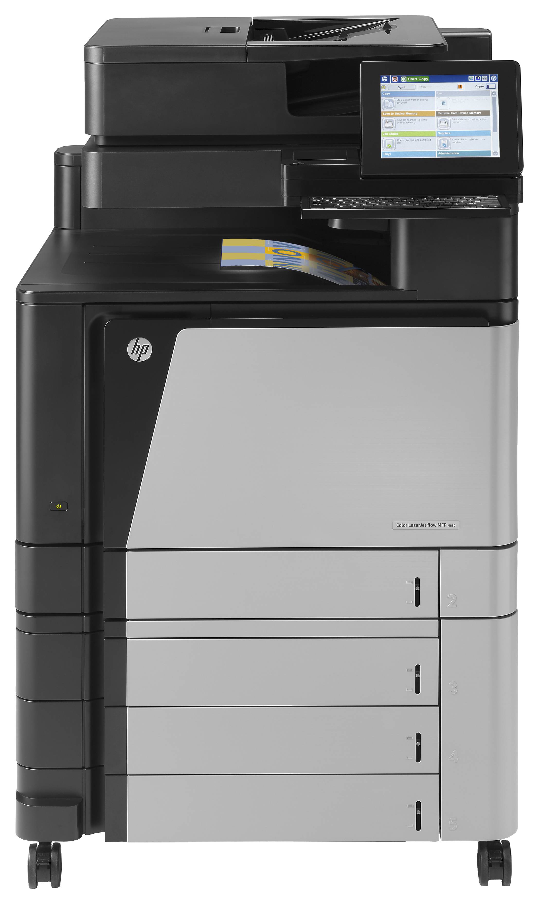HP Color LaserJet Enterprise Flow M880z multifunctionele printer, Printen, kopiëren, scannen, faxen, Invoer voor 200 vel; Printen via USB-poort aan voorzijde; Scans naar e-mail/pdf; Dubbelzijdig printen