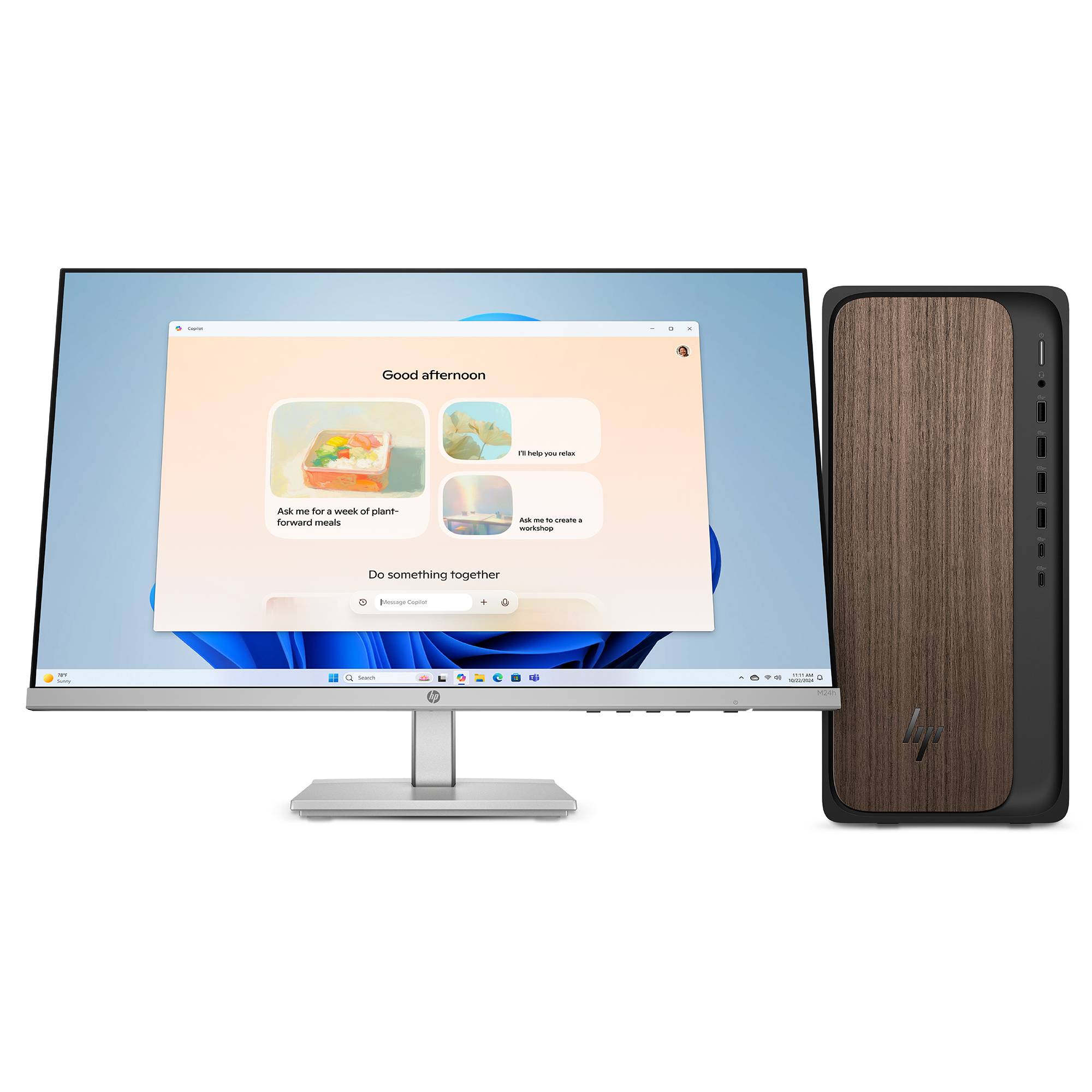 HP OmniDesk AI PC M03-0031nd Intel Core Ultra 7 265 16GB DDR5 1TB PCIe NVMe SSD W11H Dark Wood DDR5-SDRAM Windows 11 Home Tower