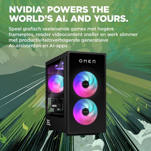HP OMEN 35L GT16-0230nd Intel Core Ultra 7 265K 32 GB DDR5-SDRAM 2 TB SSD NVIDIA GeForce RTX 5070 Windows 11 Home Tower PC AI PC Zwart