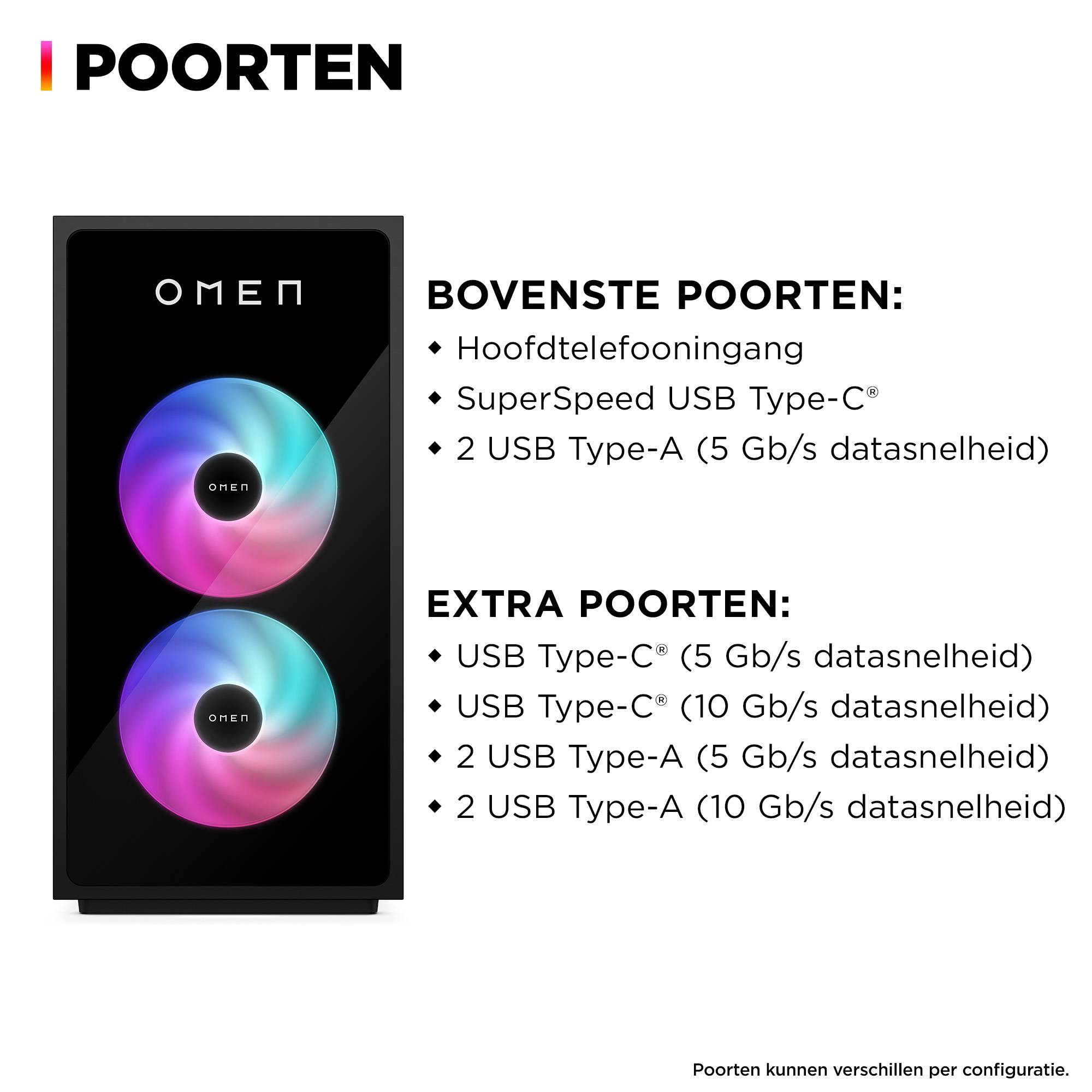 HP OMEN 35L GT16-0230nd Intel Core Ultra 7 265K 32 GB DDR5-SDRAM 2 TB SSD NVIDIA GeForce RTX 5070 Windows 11 Home Tower PC AI PC Zwart
