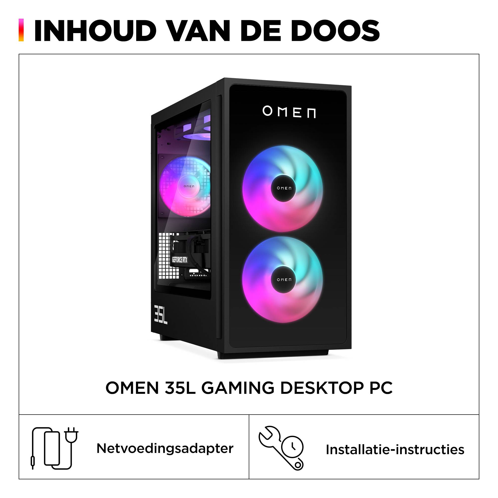 HP OMEN 35L GT16-0230nd Intel Core Ultra 7 265K 32 GB DDR5-SDRAM 2 TB SSD NVIDIA GeForce RTX 5070 Windows 11 Home Tower PC AI PC Zwart