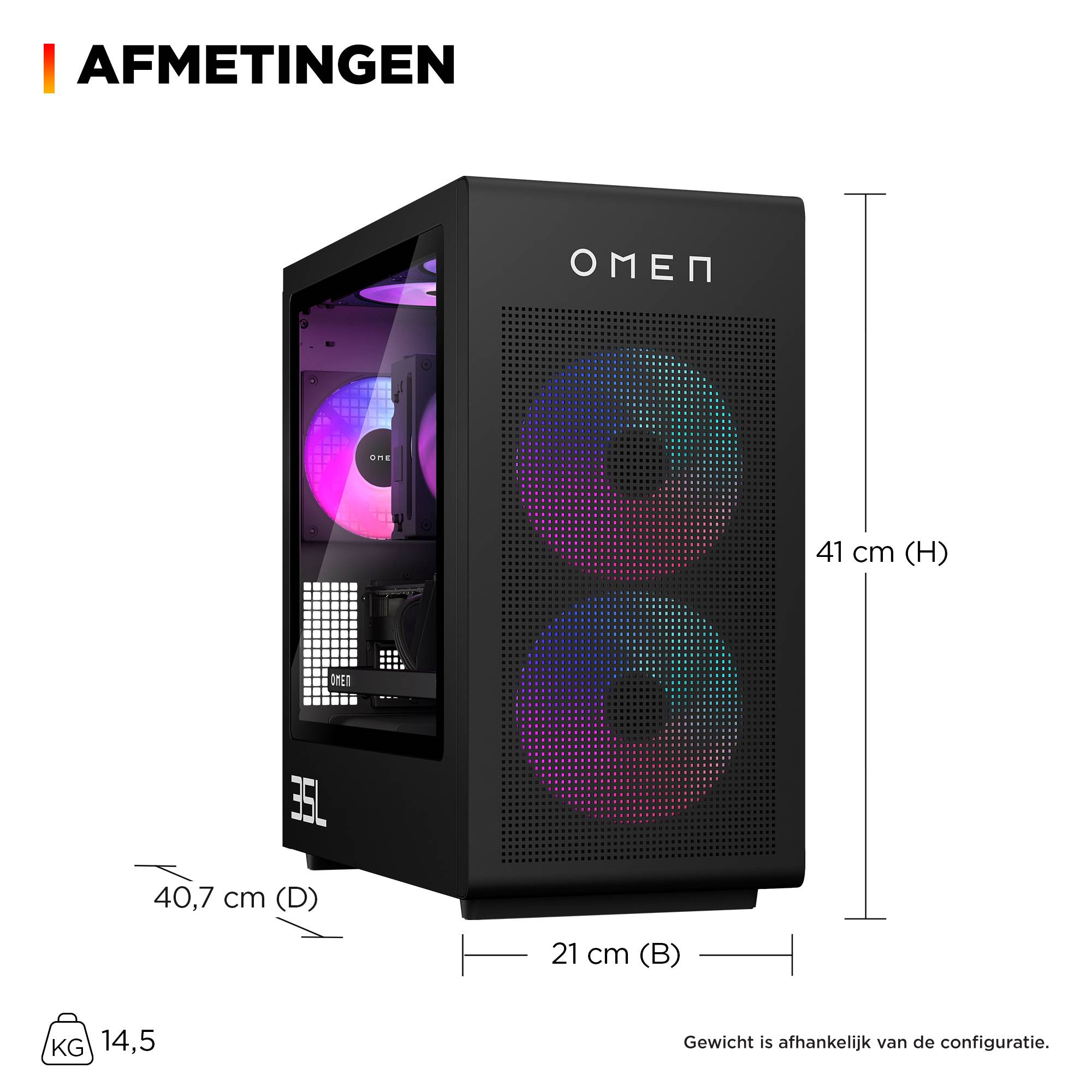 HP OMEN 35L GT16-1288nd AMD Ryzen 7 7800X3D 32GB DDR5 2TB PCIe NVMe SSD RTX 5070 Ti 16GB W11H AMD Ryzen™ 7 DDR5-SDRAM NVIDIA GeForce RTX 5070 Ti Windows 11 Home Tower PC Zwart