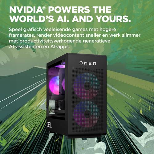 HP OMEN 35L GT16-0055nd Intel® Core™ i7 i7-14700F 32 GB DDR5-SDRAM 1 TB SSD NVIDIA GeForce RTX 4070 Ti Super Windows 11 Home Tower PC Zwart