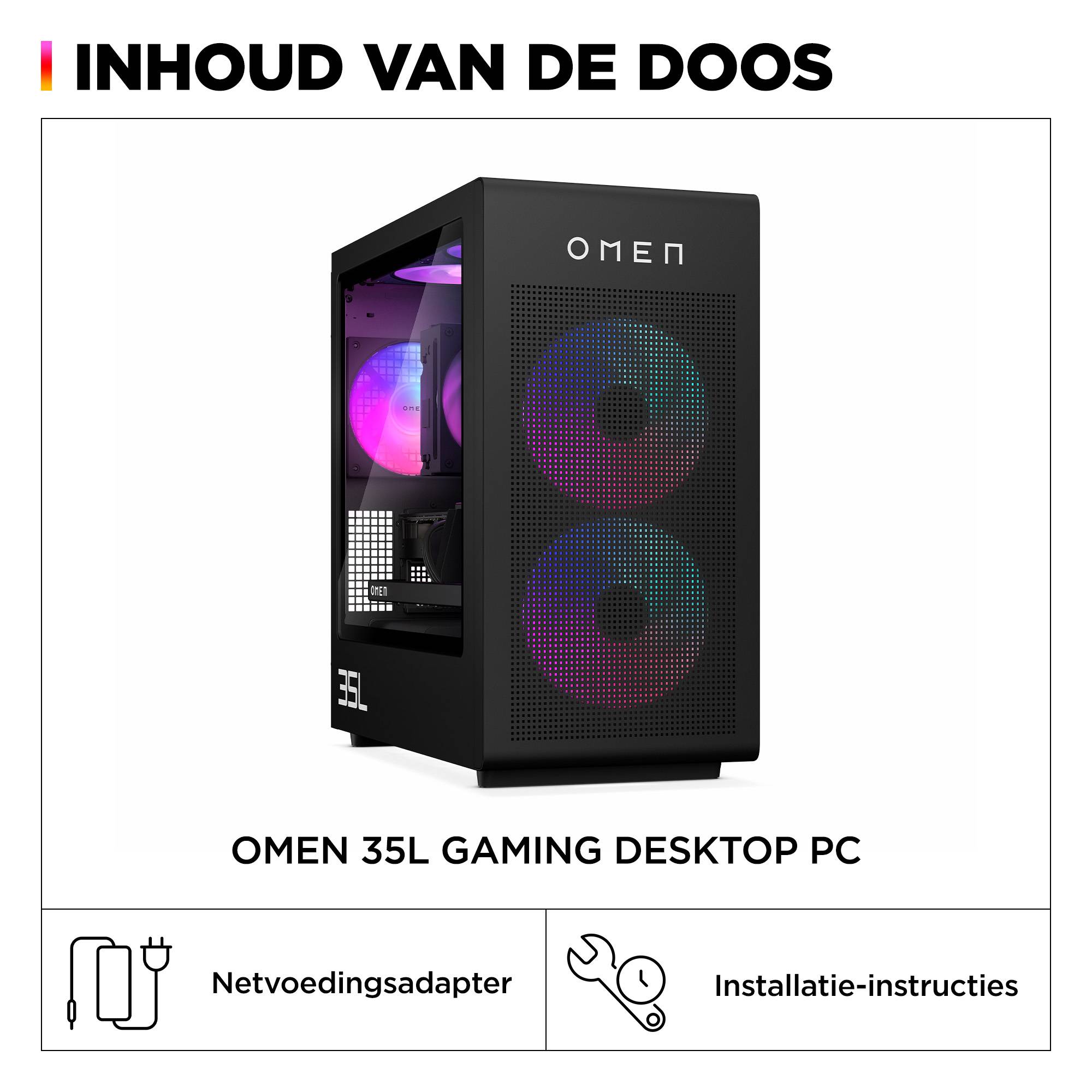 HP OMEN 35L GT16-0055nd Intel® Core™ i7 i7-14700F 32 GB DDR5-SDRAM 1 TB SSD NVIDIA GeForce RTX 4070 Ti Super Windows 11 Home Tower PC Zwart
