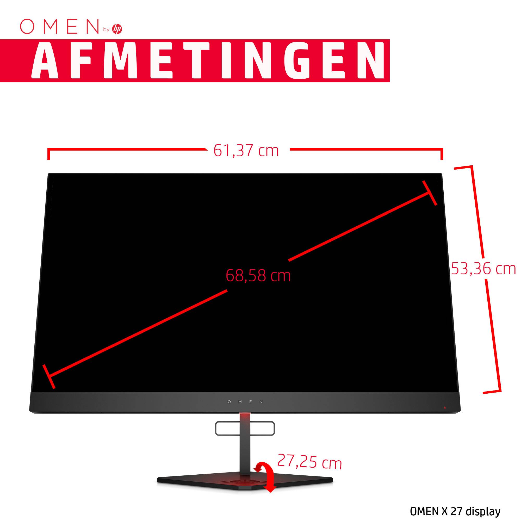 HP OMEN X 27 computer monitor 68,6 cm (27") 2560 x 1440 Pixels Quad HD LED Zwart