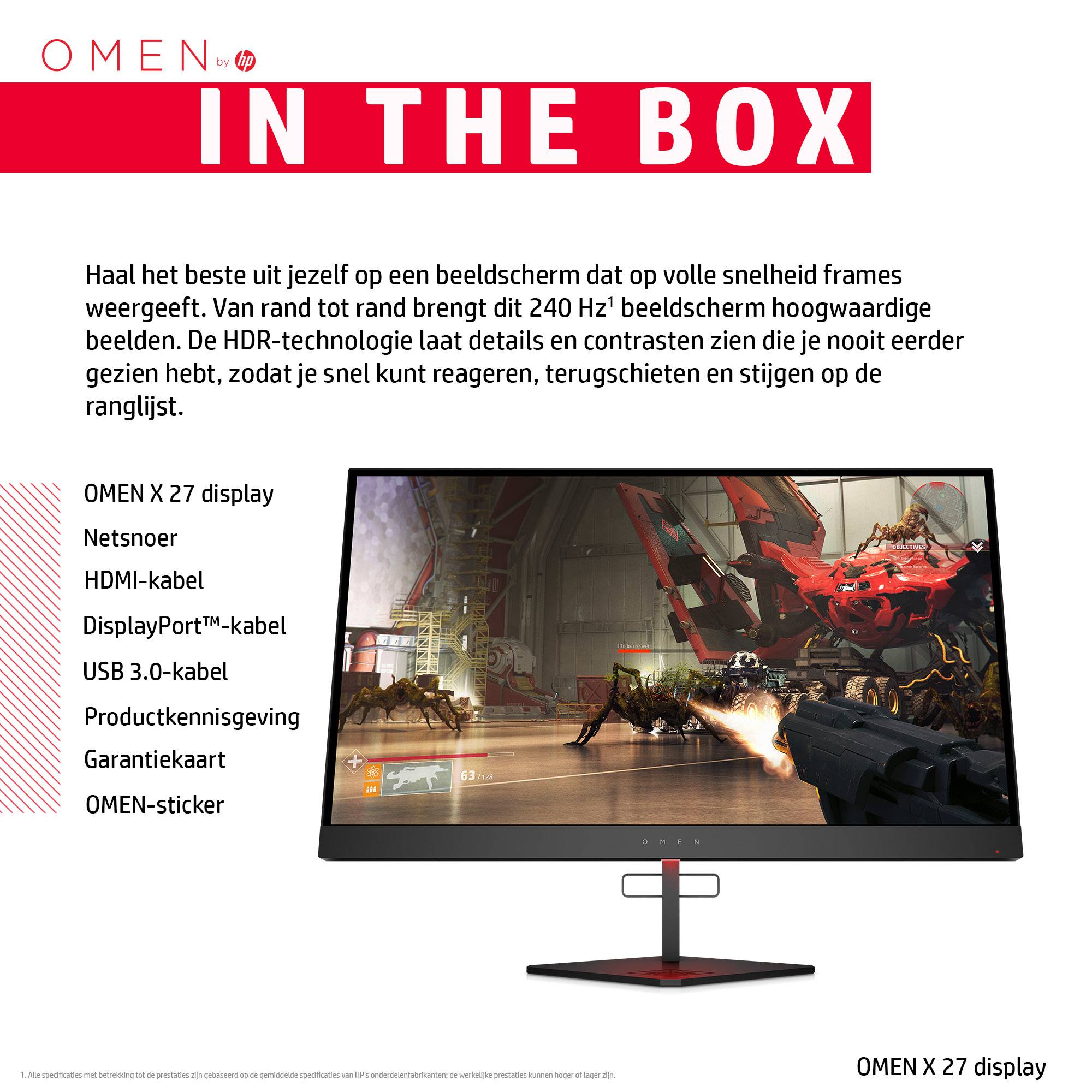 HP OMEN X 27 computer monitor 68,6 cm (27") 2560 x 1440 Pixels Quad HD LED Zwart