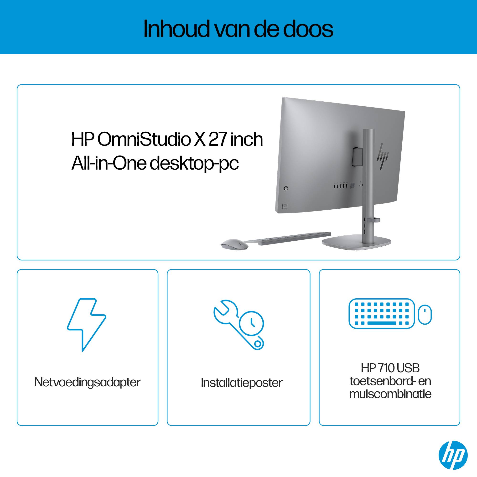 HP OmniStudio X 27-cs0016nd Intel Core Ultra 5 125H 27inch FHD AG 16GB DDR5 512GB PCIe NVMe SSD Intel Arc W11H Meteor Silver 68,6 cm (27") 1920 x 1080 Pixels Alles-in-één-pc DDR5-SDRAM Windows 11 Home Wi-Fi 7 (802.11be)