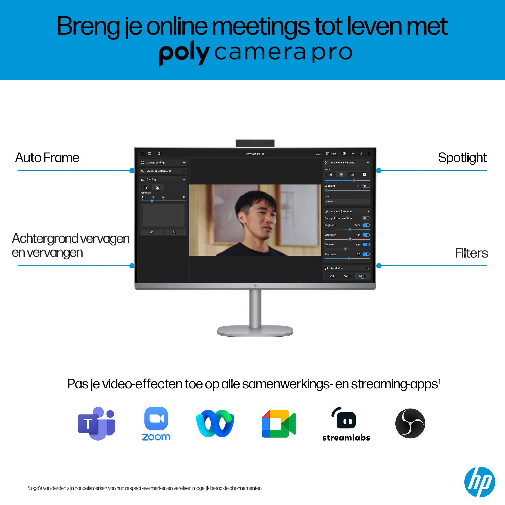 HP OmniStudio X 32-c0091nd Intel Core Ultra 7 155H 31.5inch UHD AG 32GB DDR5 2TB PCIe NVMe SSD RTX 4050 6GB W11H Meteor Silver 80 cm (31.5") 3840 x 2160 Pixels Alles-in-één-pc DDR5-SDRAM NVIDIA GeForce RTX 4050 Windows 11 Home Wi-Fi 7 (802.11be) AI PC Z