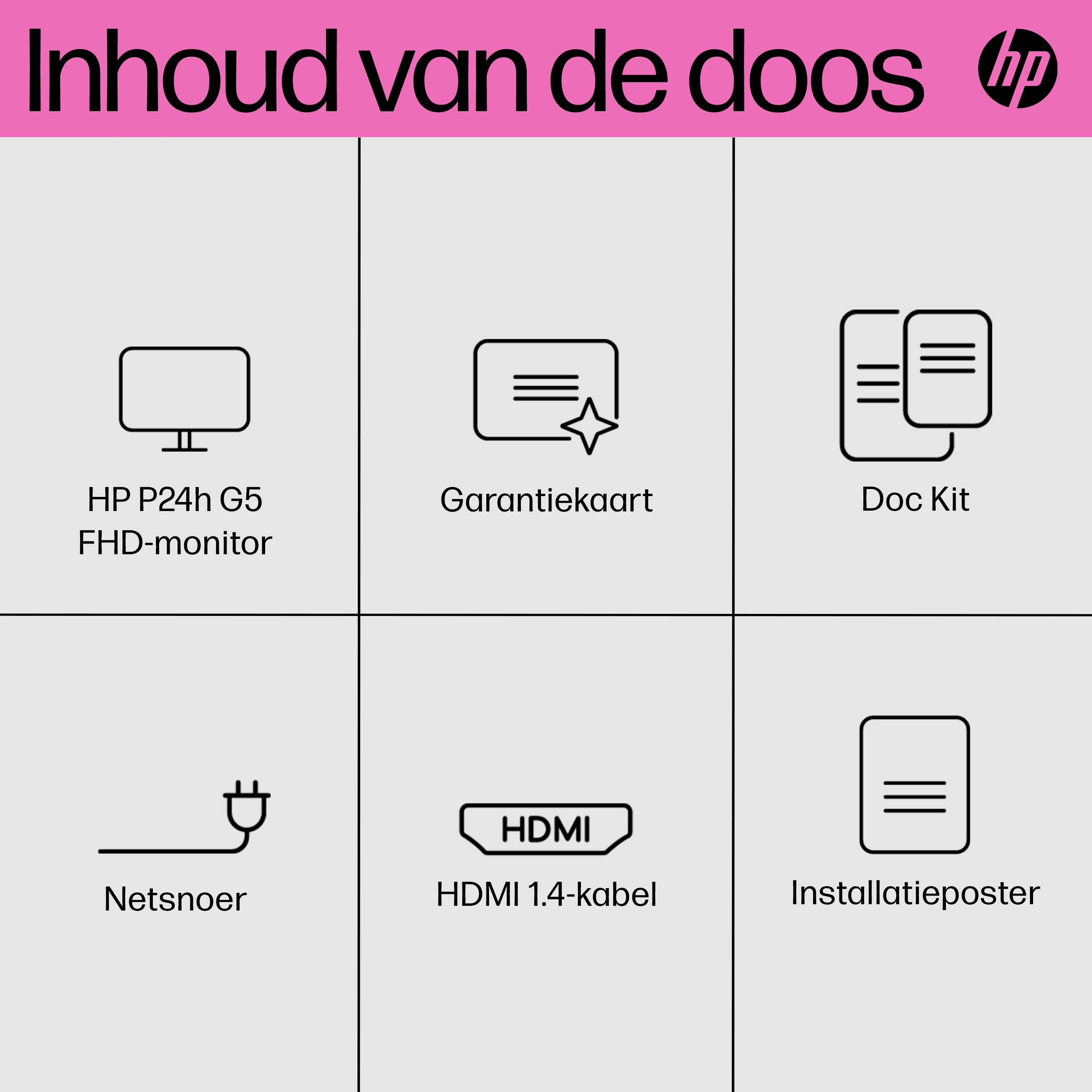 HP P24h G5 computer monitor 60,5 cm (23.8") 1920 x 1080 Pixels Full HD LCD Zwart