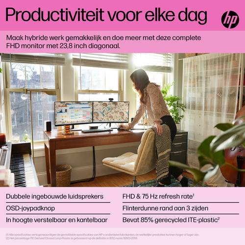 HP P24h G5 computer monitor 60,5 cm (23.8") 1920 x 1080 Pixels Full HD LCD Zwart