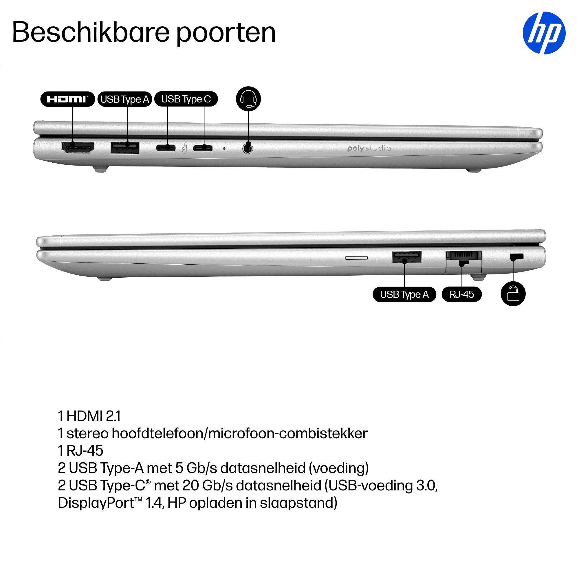 HP ProBook 4 G1i AI Intel Core Ultra 7 255H Laptop 35,6 cm (14") WUXGA 16 GB DDR5-SDRAM 512 GB SSD Wi-Fi 6E (802.11ax) Windows 11 Pro AI PC Zilver QWERTY