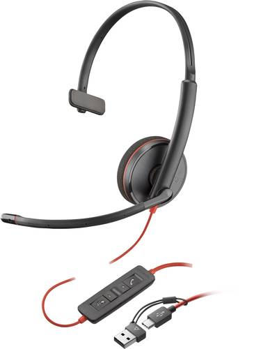 POLY Blackwire 3210 mono USB-C-headset + USB-C/A-adapter (bulk)
