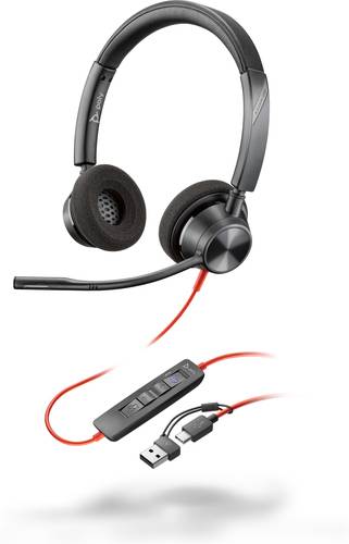 POLY Blackwire 3320 Stereo Microsoft Teams Certified USB-C Headset + USB-C/A adapter