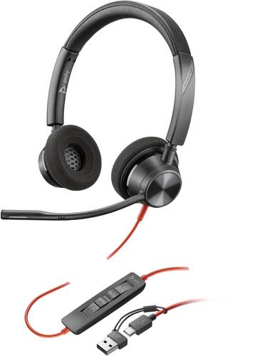 POLY Blackwire 3320 Stereo USB-C Headset + USB-C/A adapter