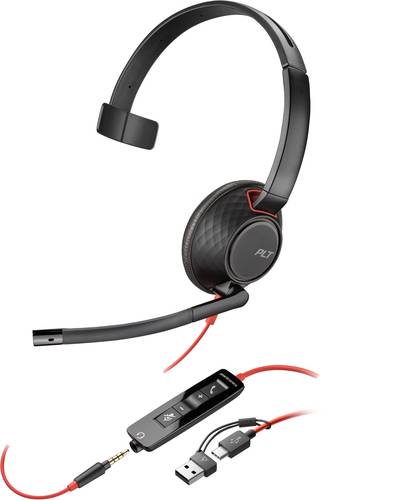 POLY Blackwire 5210 mono USB-C-headset + 3,5 mm stekker + USB-C/A-adapter (bulk)