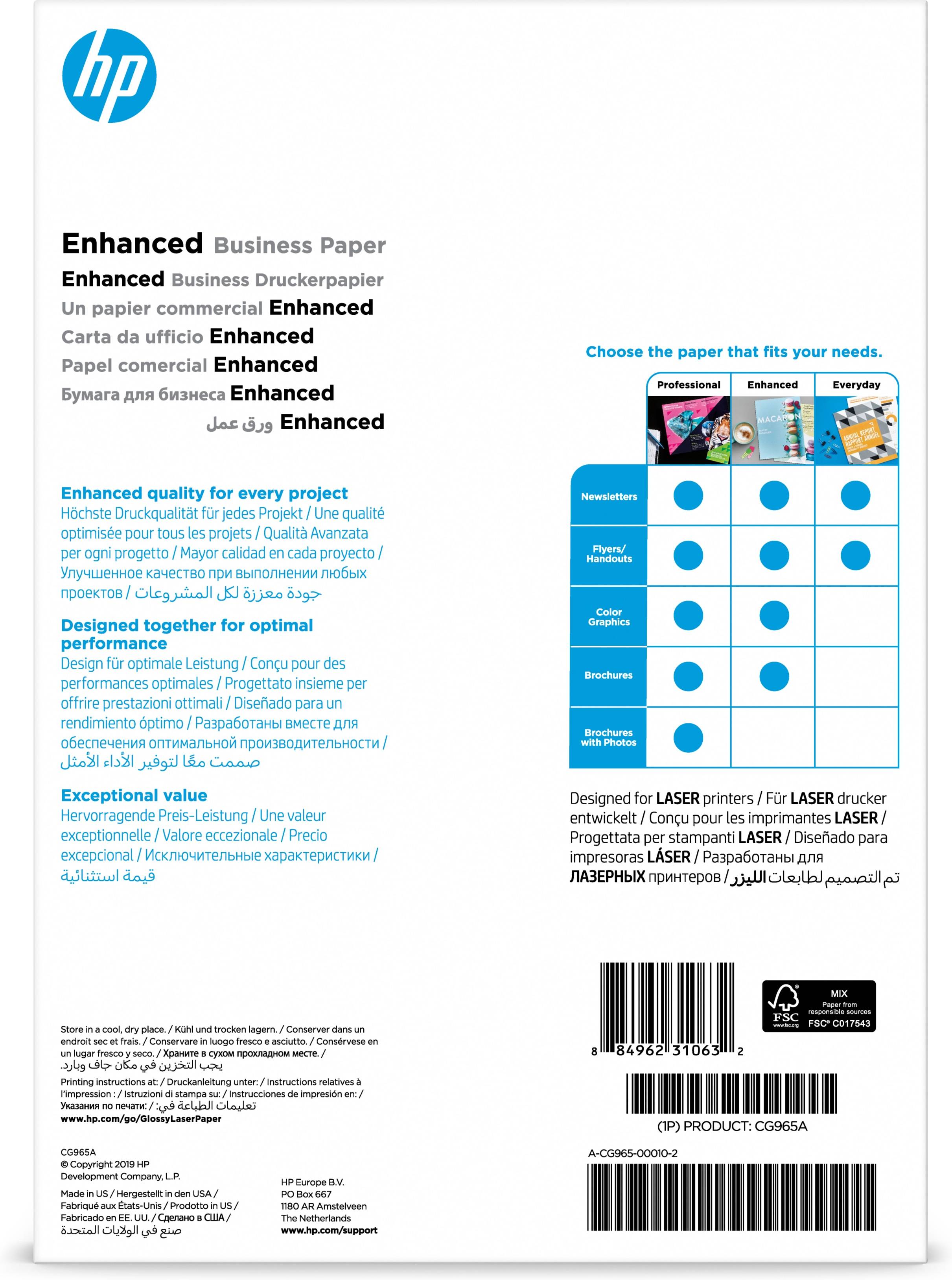 HP Professional Laser Paper, glanzend, 150 gr/m², 150 vel, A4/210 x 297 mm