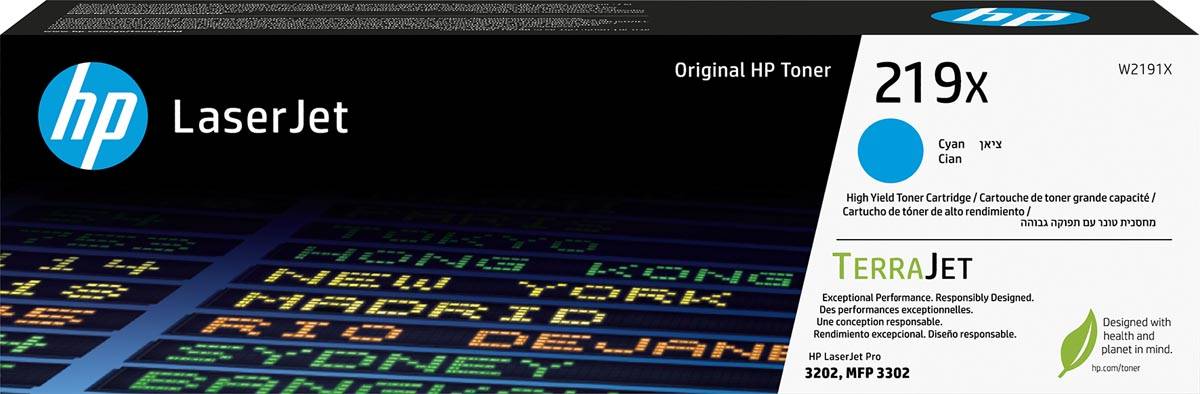 HP toner 219X, 2.500 pagina's, OEM W2191X, cyaan