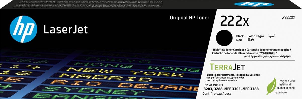 HP toner 222X, 3.200 pagina's, OEM W2220X, zwart