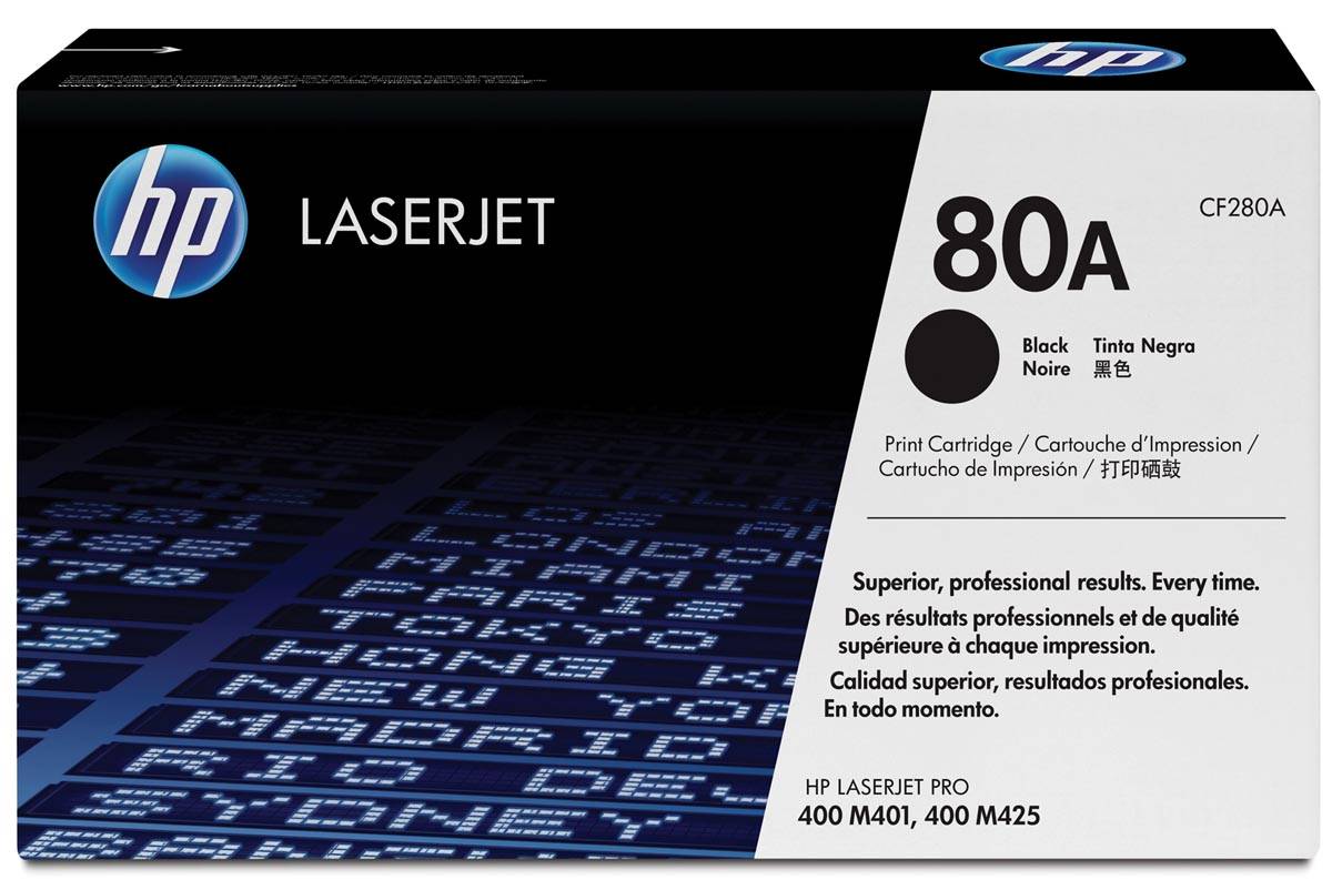 HP toner 80A, 2 700 pagina's, OEM CF280A, zwart