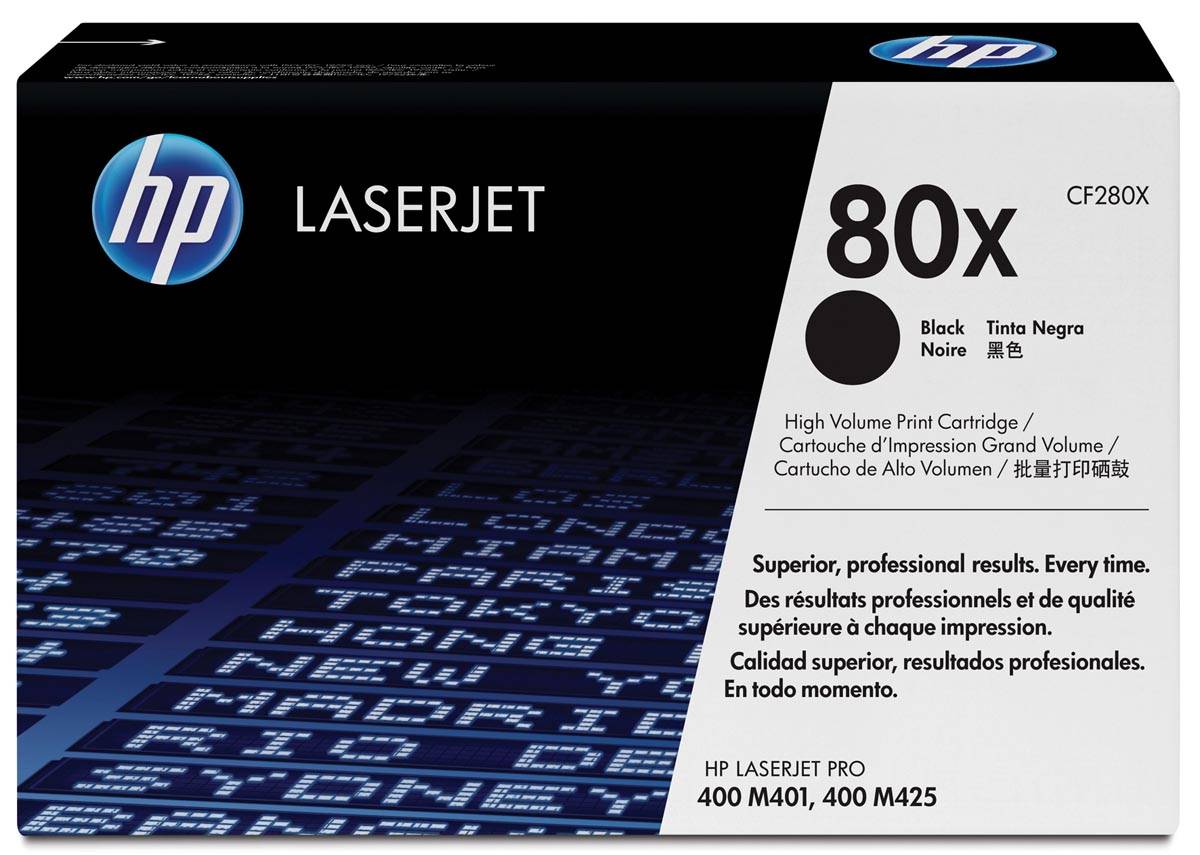 HP toner 80X, 6 900 pagina's, OEM CF280X, zwart