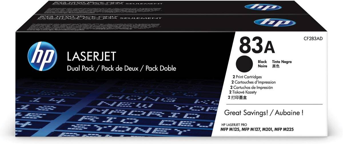HP toner 83A, 1 500 pagina's, OEM CF283AD, zwart, duopack
