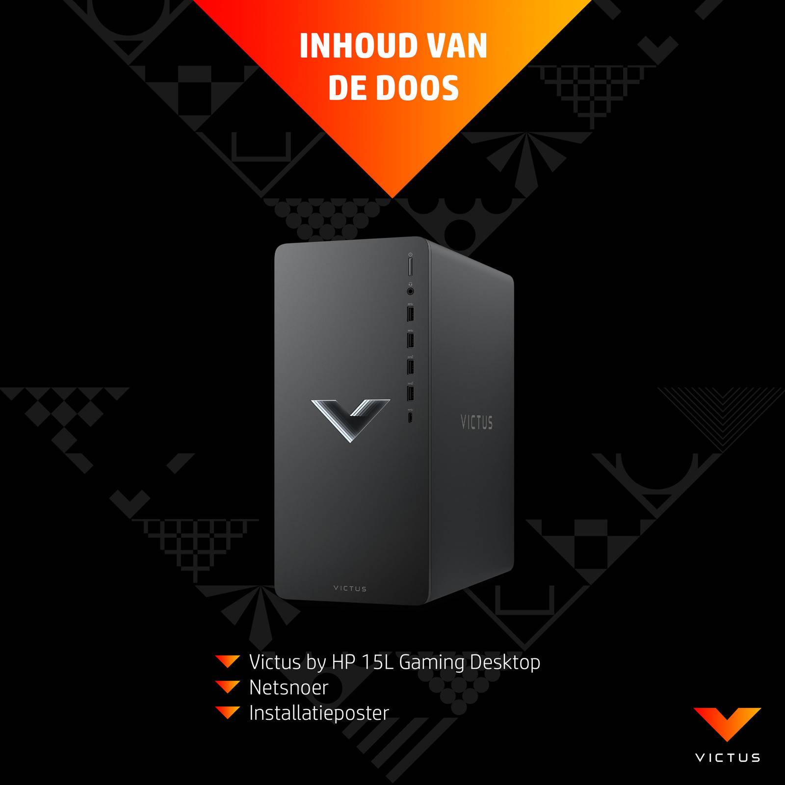 Victus by HP 15L TG02-0001nd AMD Ryzen™ 5 5600G 16 GB DDR4-SDRAM 512 GB SSD NVIDIA GeForce RTX 4060 Windows 11 Home Tower PC Zwart