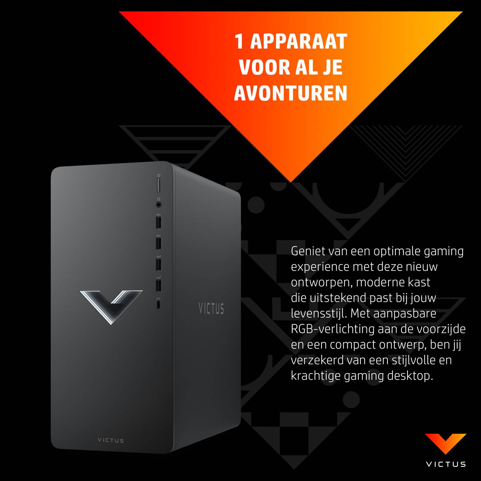 Victus by HP 15L TG02-0001nd AMD Ryzen™ 5 5600G 16 GB DDR4-SDRAM 512 GB SSD NVIDIA GeForce RTX 4060 Windows 11 Home Tower PC Zwart
