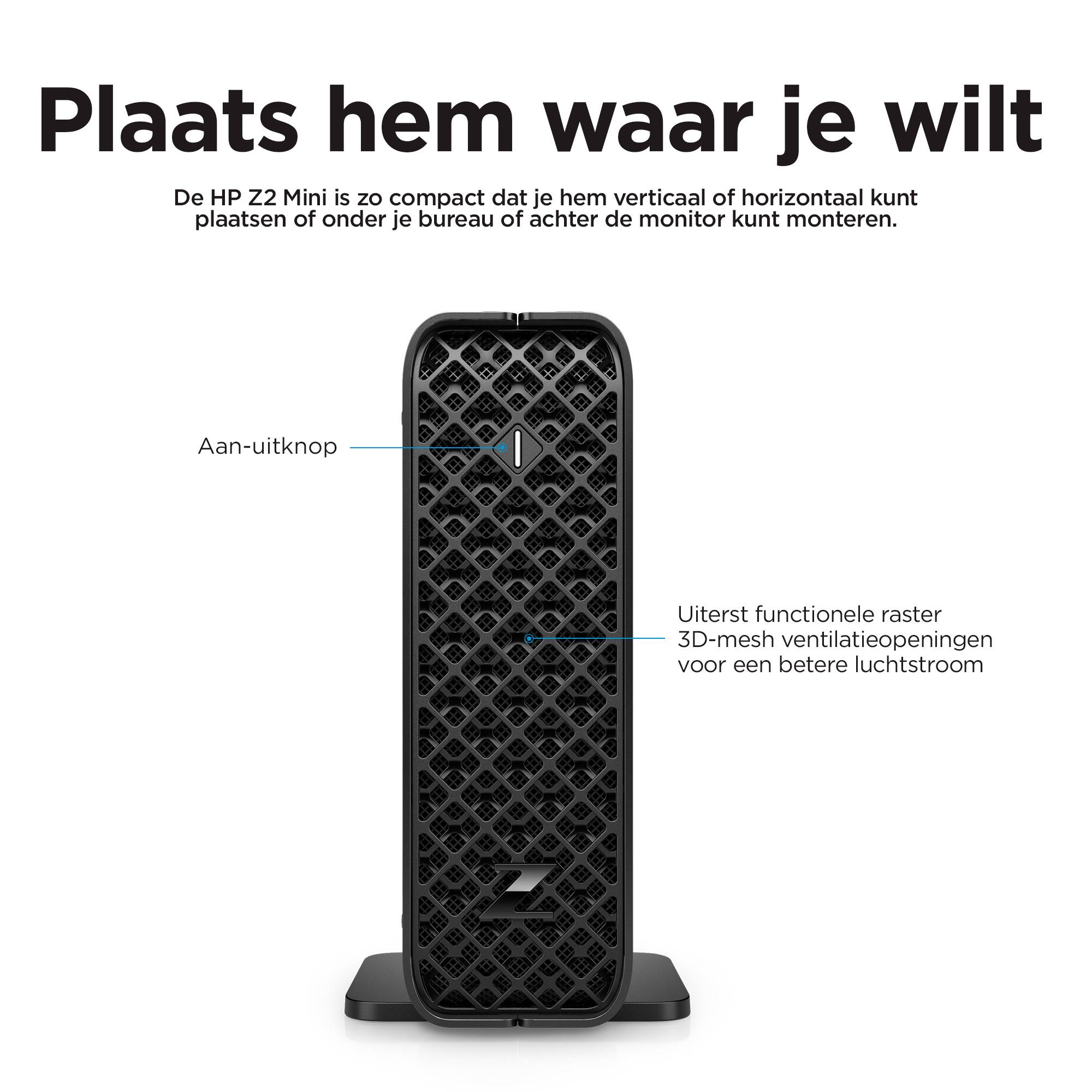 HP Z2 Mini G9 Intel® Core™ i7 i7-14700 16 GB DDR5-SDRAM 512 GB SSD NVIDIA T400 Windows 11 Pro Mini PC Workstation Zwart