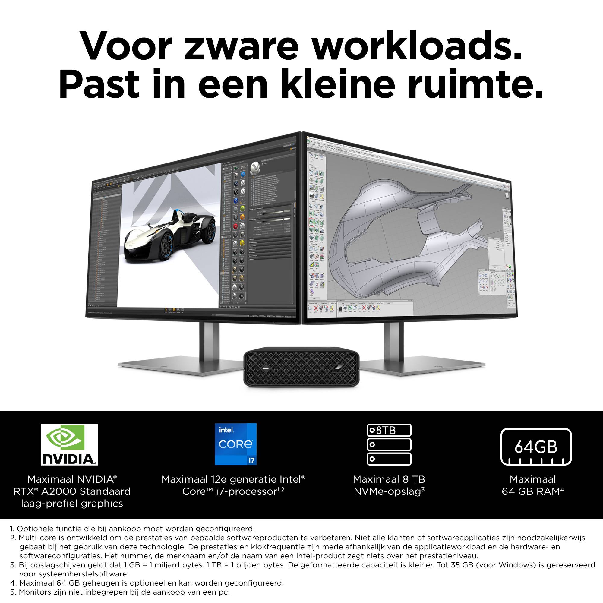 HP Z2 Mini G9 Intel® Core™ i7 i7-14700K 32 GB DDR5-SDRAM 1 TB SSD NVIDIA Quadro RTX 4000 Windows 11 Pro Mini PC Workstation Zwart