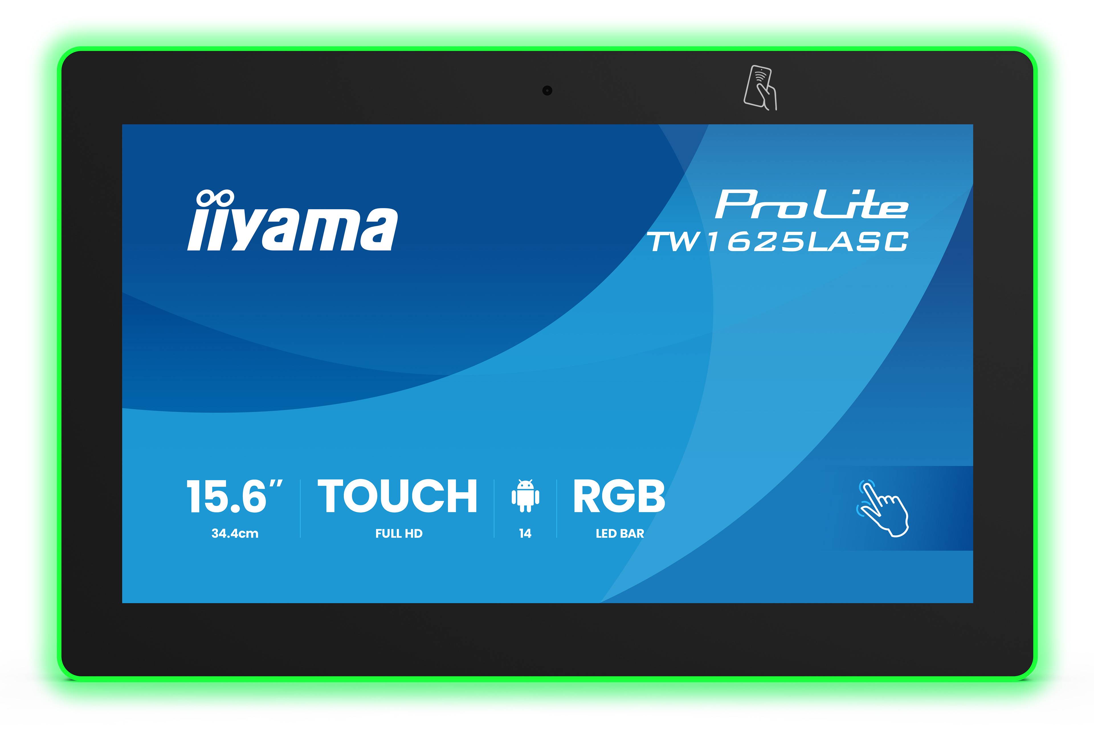 iiyama TW1625LASC-B3PNR scherm voor vergaderzalen 39,6 cm (15.6") 1920 x 1080 Pixels LED Wi-Fi 6 (802.11ax), Wi-Fi 5 (802.11ac), Wi-Fi 4 (802.11n), 802.11g, 802.11a, 802.11b Zwart Bluetooth