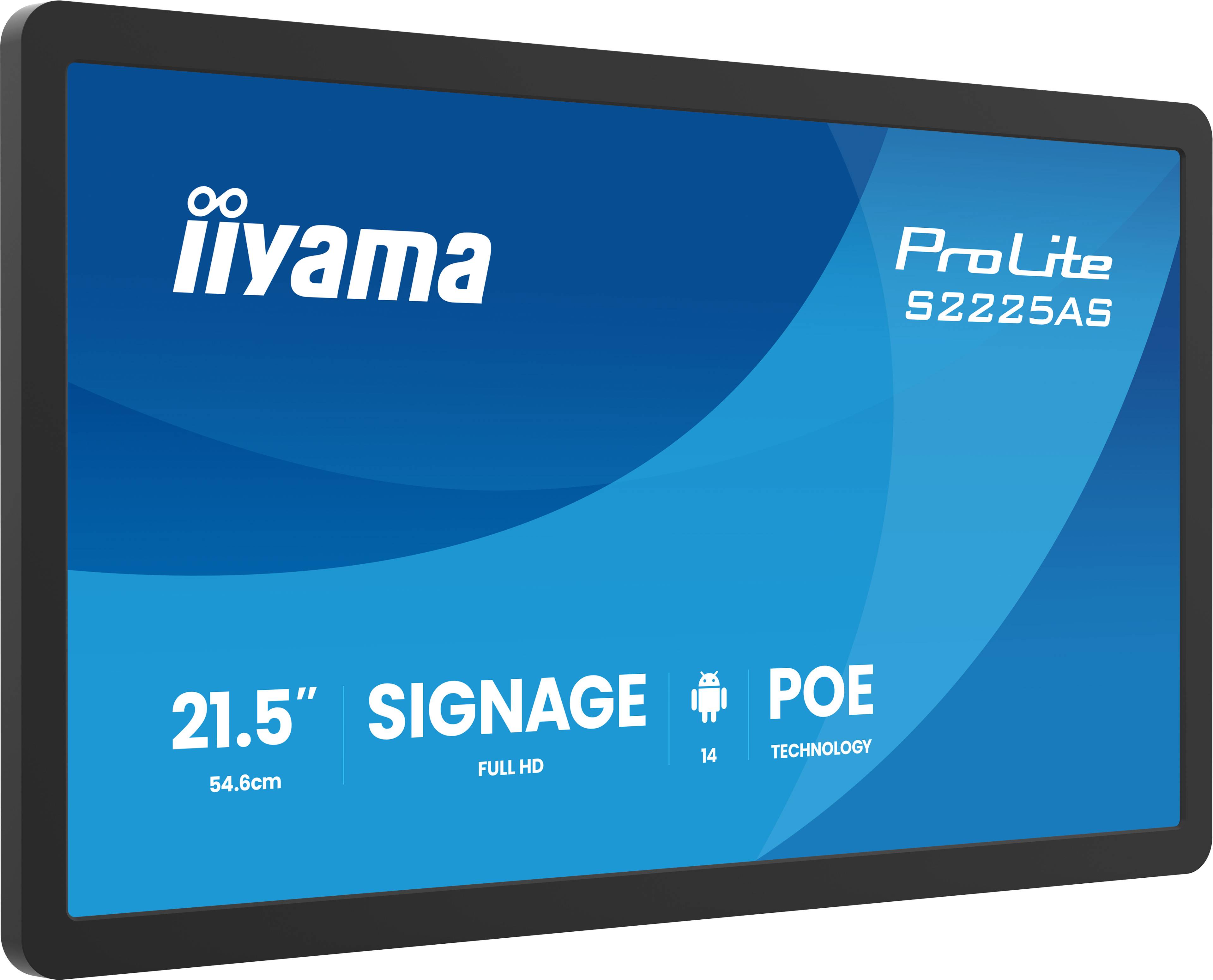 iiyama ProLite S2225AS-B1P Digitale signage flatscreen 54,6 cm (21.5") LCD Wifi 500 cd/m² Full HD Zwart Type processor Android 24/7