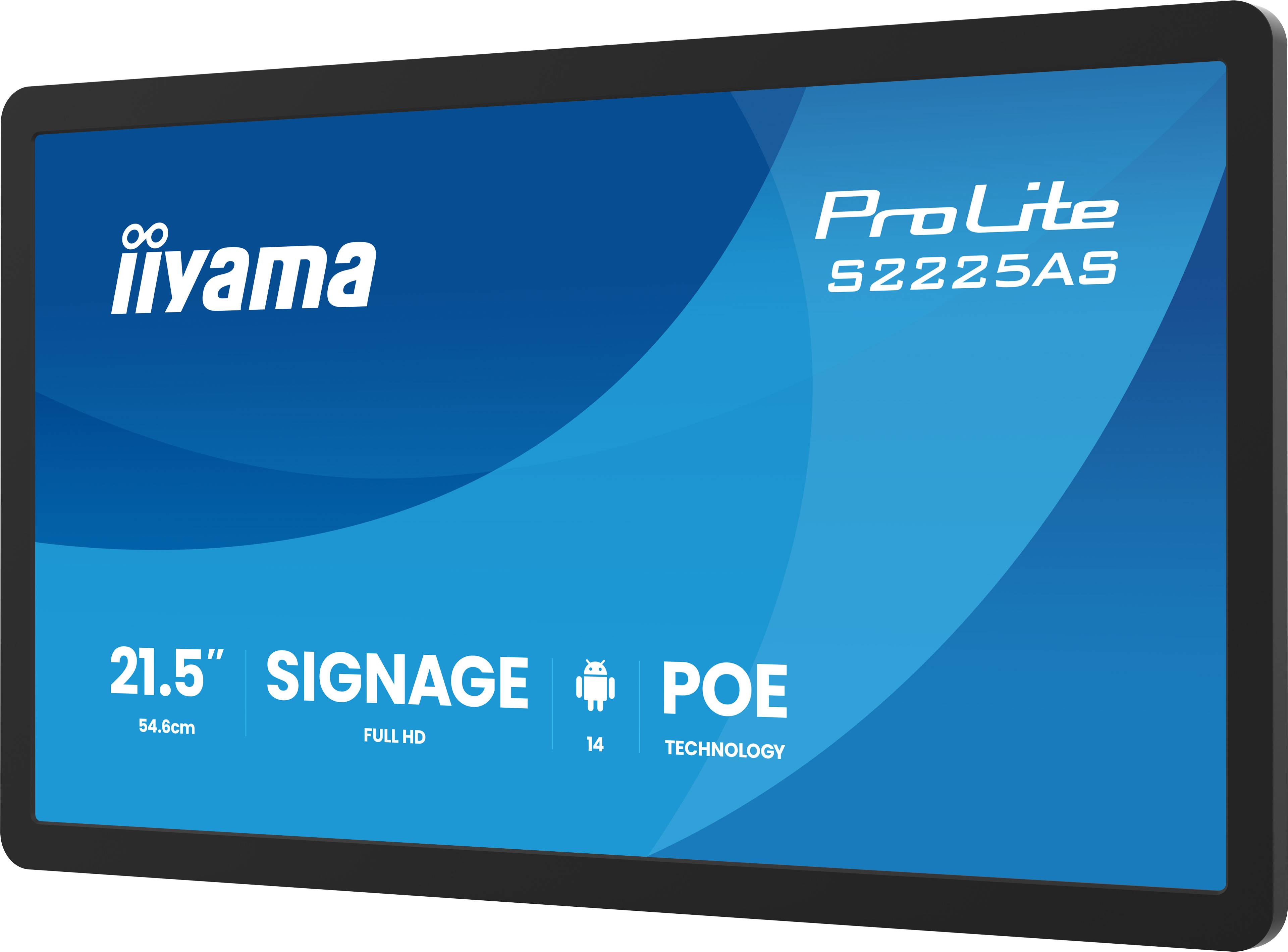iiyama ProLite S2225AS-B1P Digitale signage flatscreen 54,6 cm (21.5") LCD Wifi 500 cd/m² Full HD Zwart Type processor Android 24/7